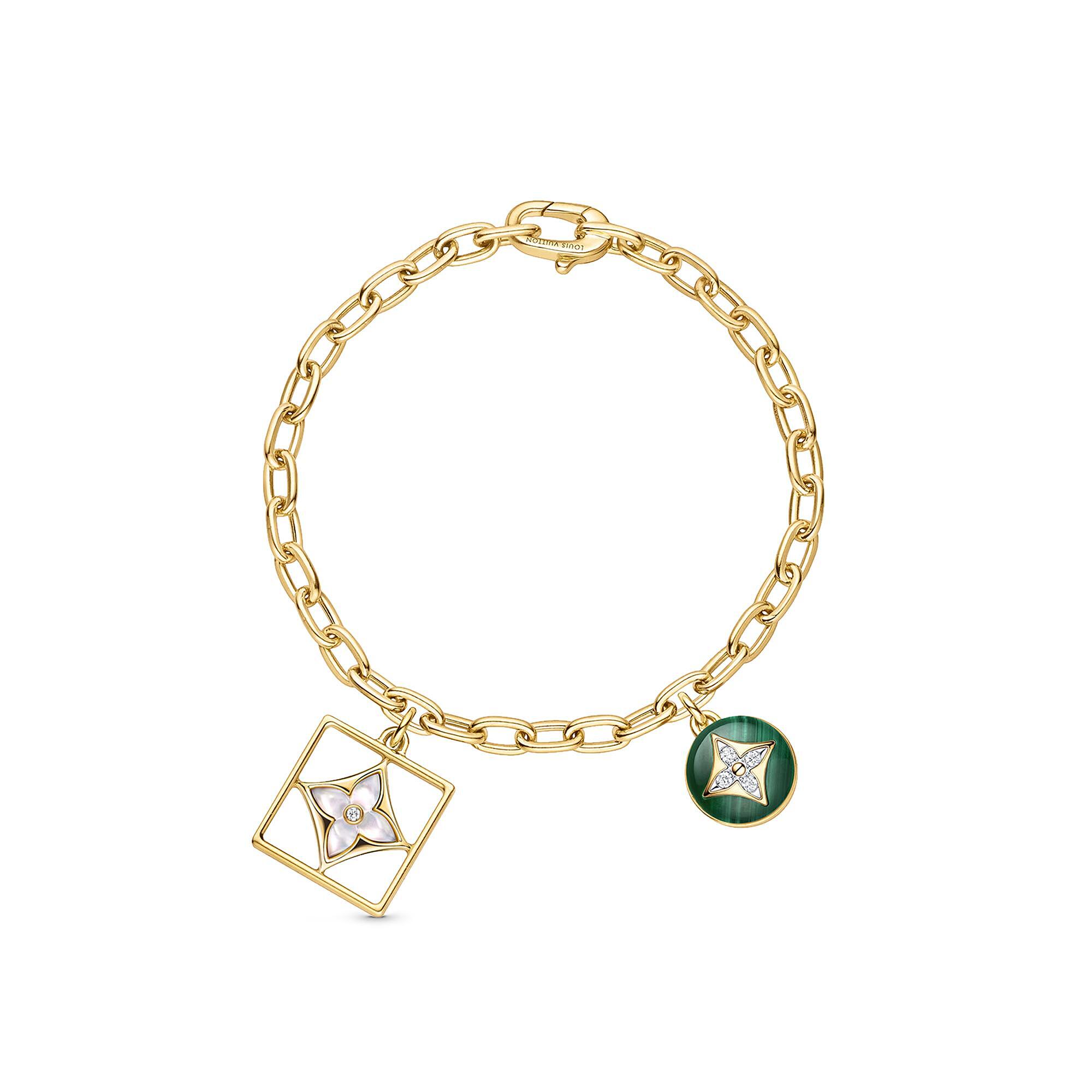 B Blossom 18K gold malachite white shell diamond bracelet - 1
