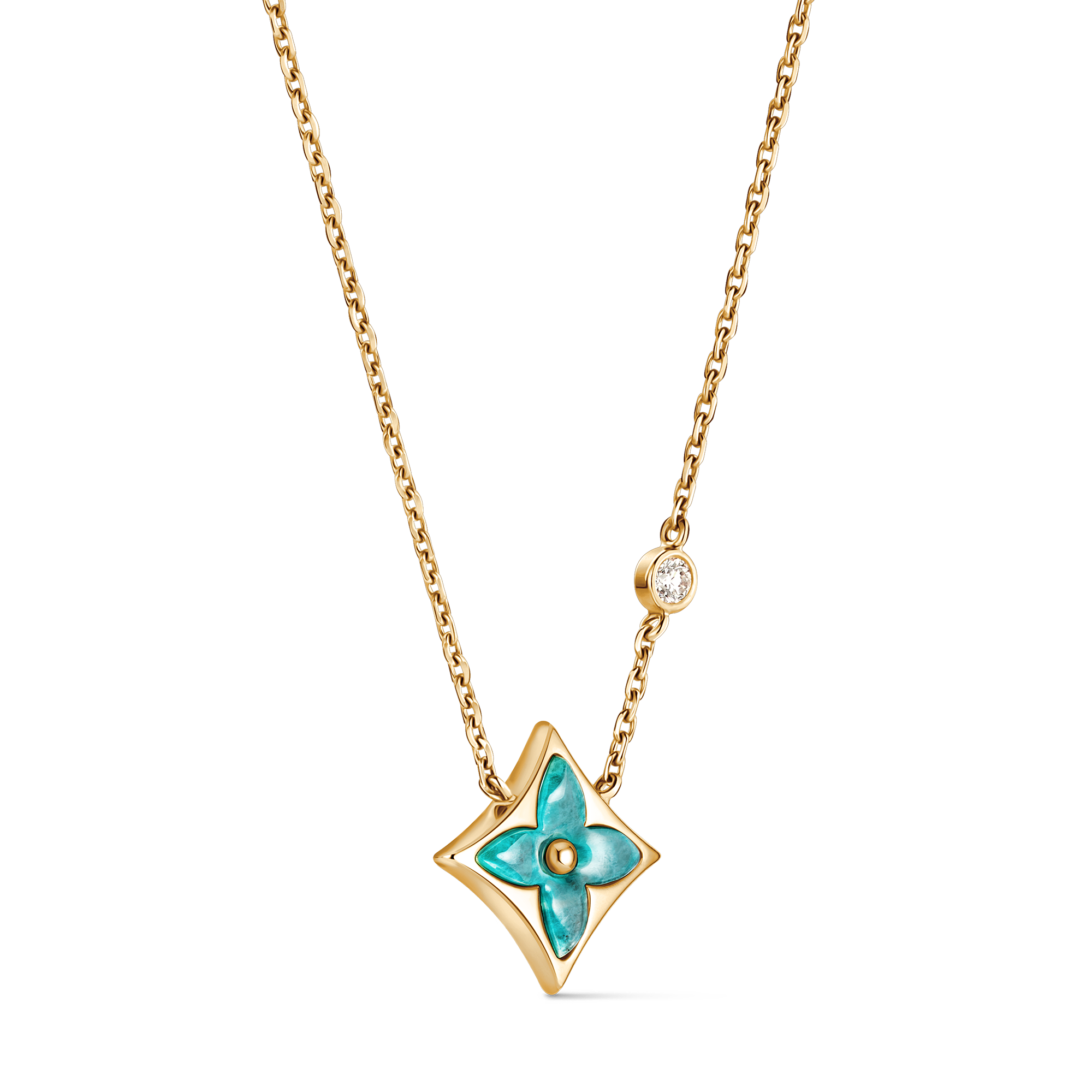 COLOR BLOSSOM BB STAR 18K Gold Amazonite Diamond Necklace - 3