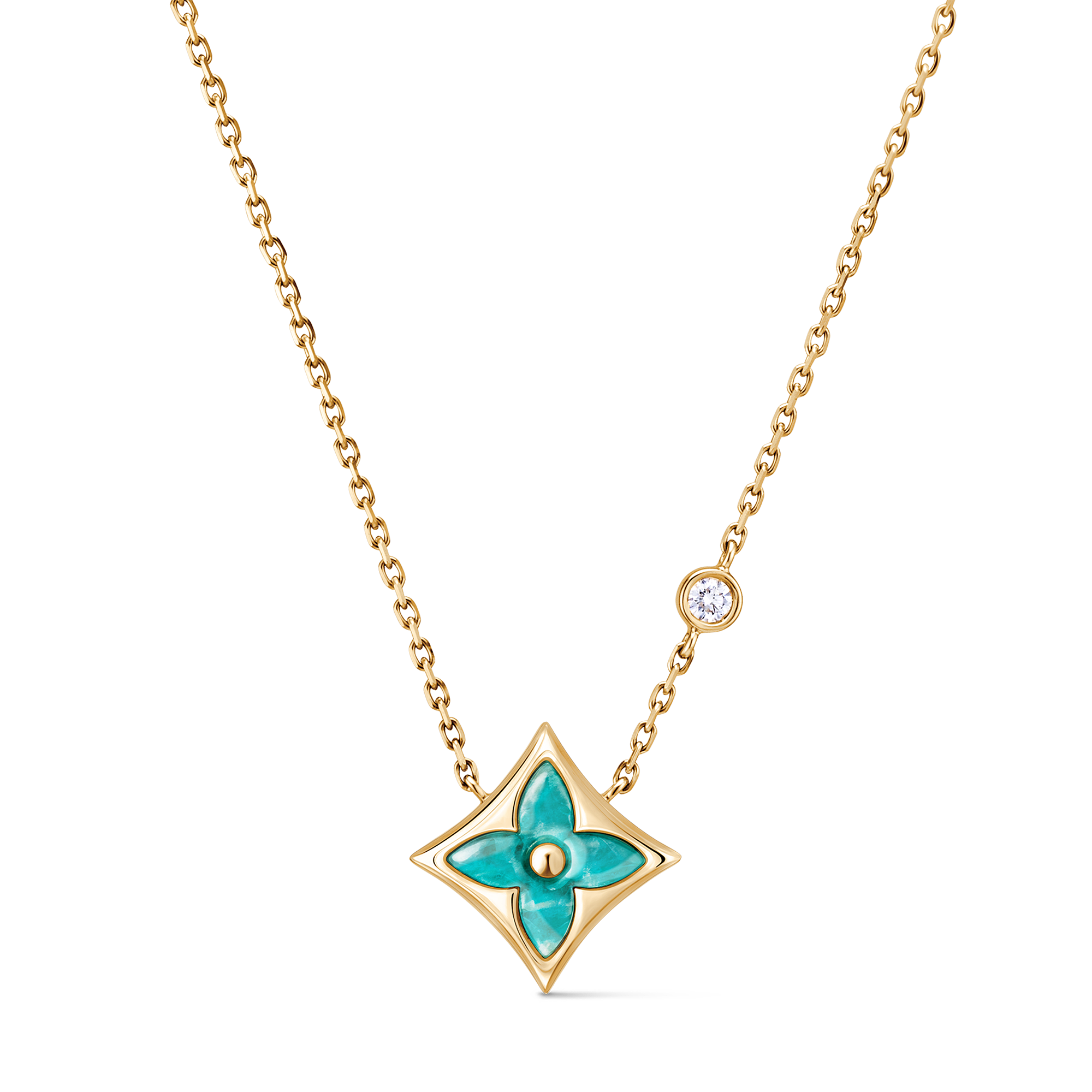 COLOR BLOSSOM BB STAR 18K Gold Amazonite Diamond Necklace - 1