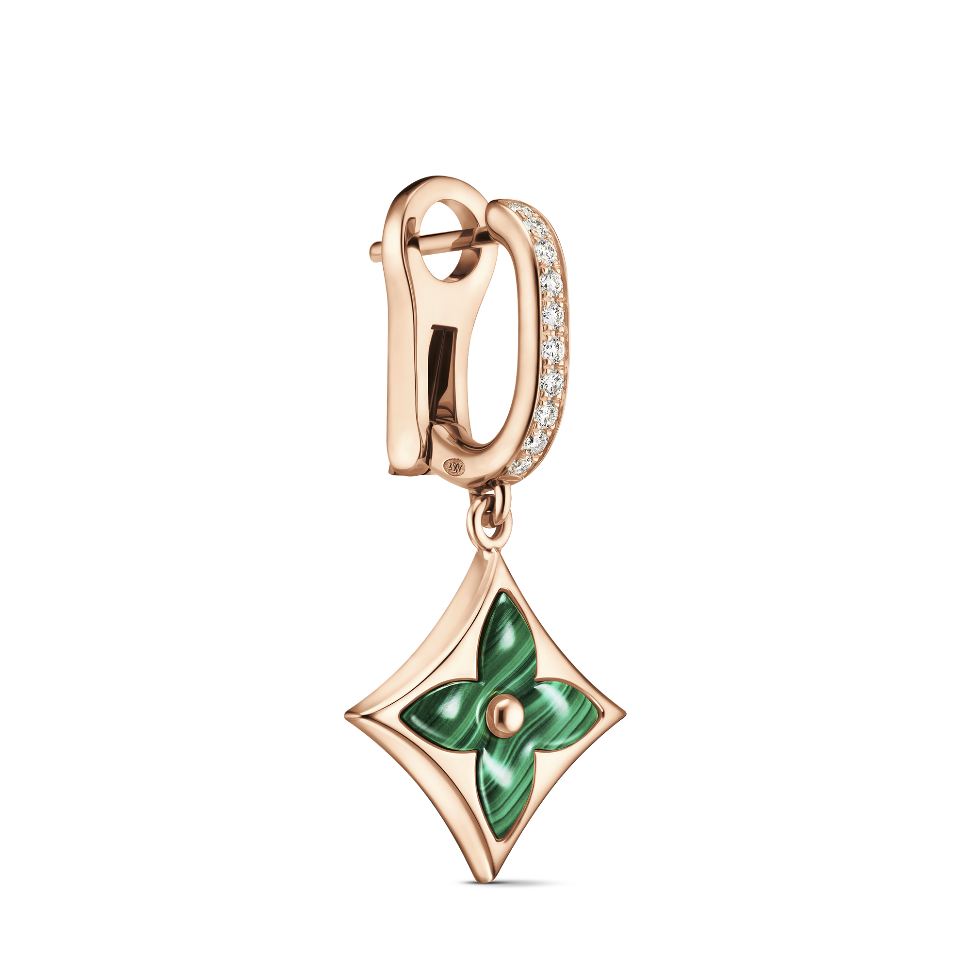 COLOR BLOSSOM BB STAR 18K Gold Malachite Diamond Earring (Single) - 3