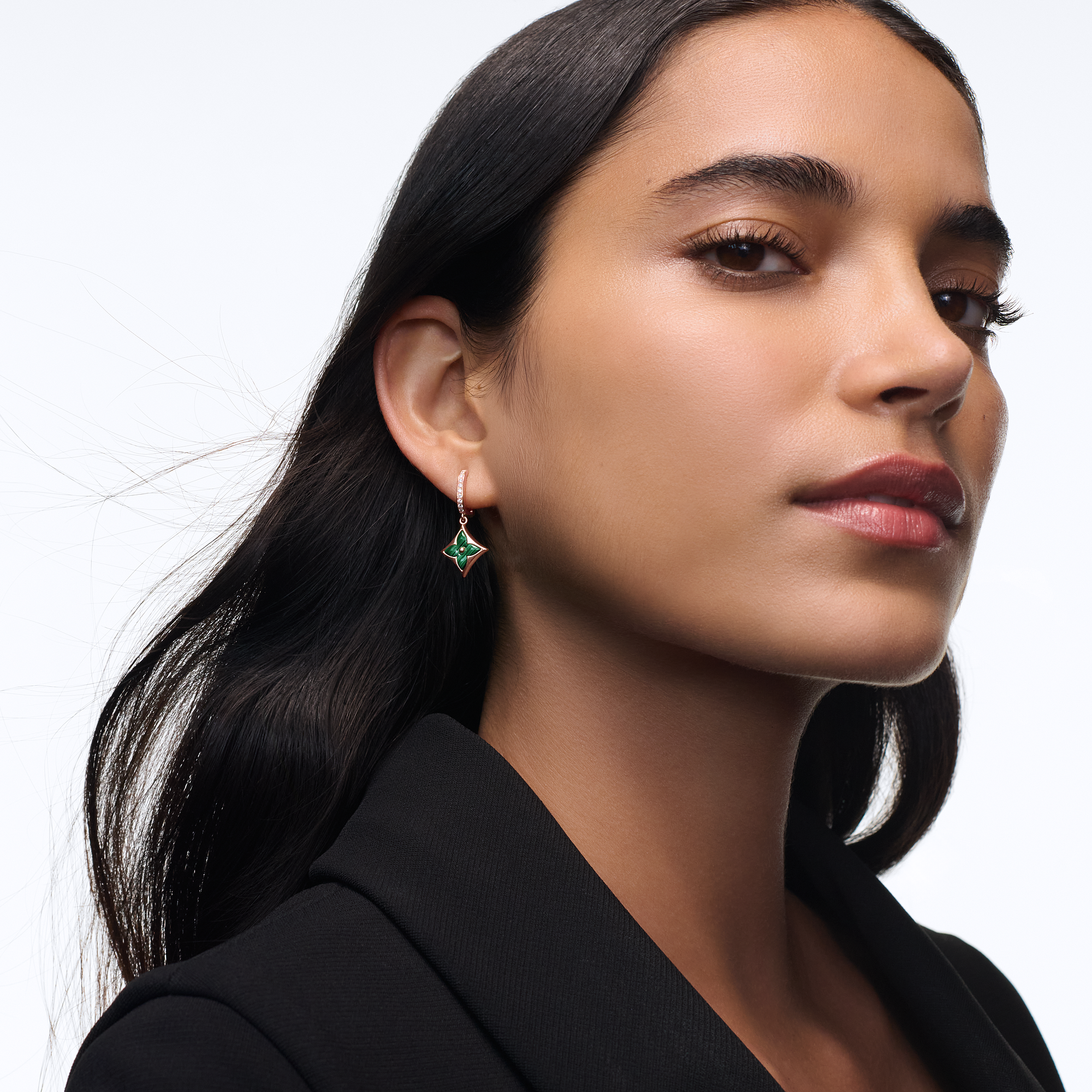COLOR BLOSSOM BB STAR 18K Gold Malachite Diamond Earring (Single) - 2