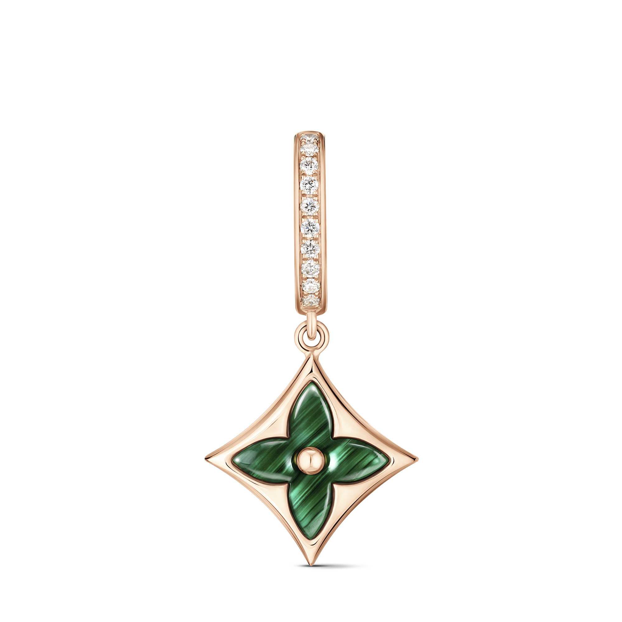 COLOR BLOSSOM BB STAR 18K Gold Malachite Diamond Earring (Single) - 1