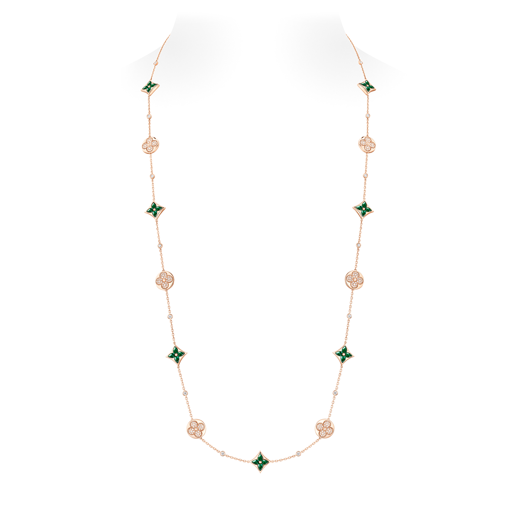 COLOR BLOSSOM BB STAR 18K Gold Malachite Diamond Long Necklace - 3