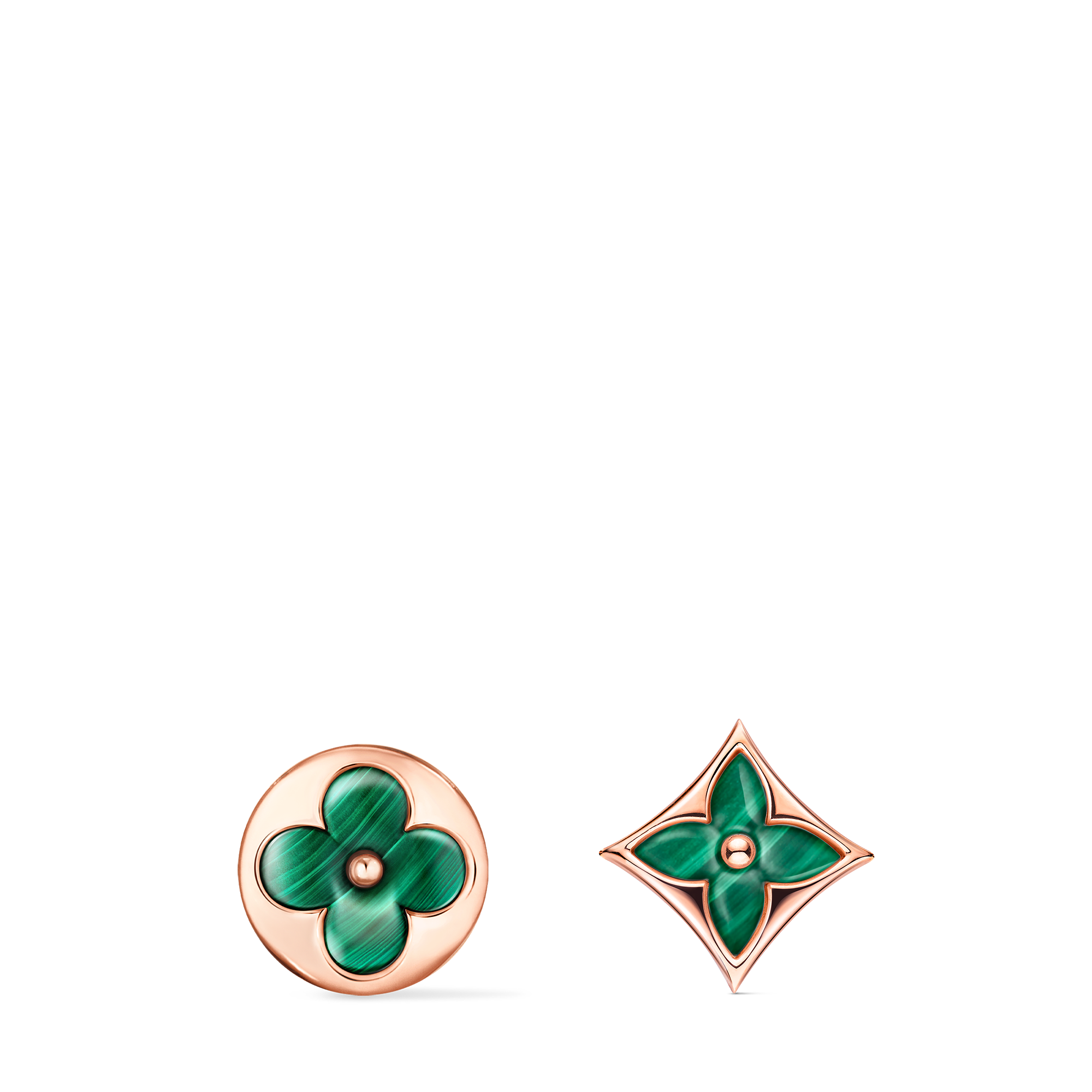 COLOR BLOSSOM BB SUN 18K Gold Malachite Stud Earrings - 4