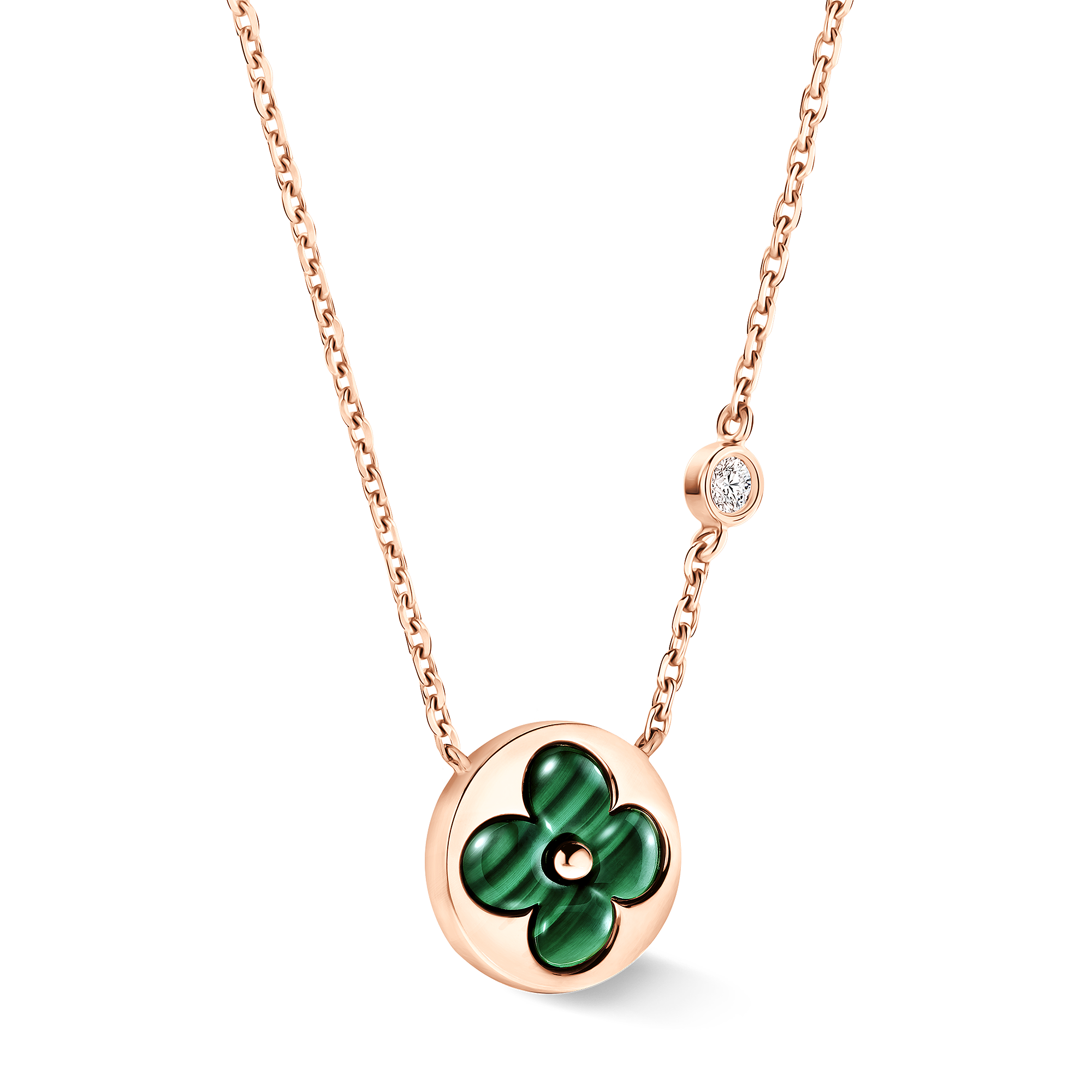 COLOR BLOSSOM BB SUN 18K Gold Malachite Diamond Necklace - 3