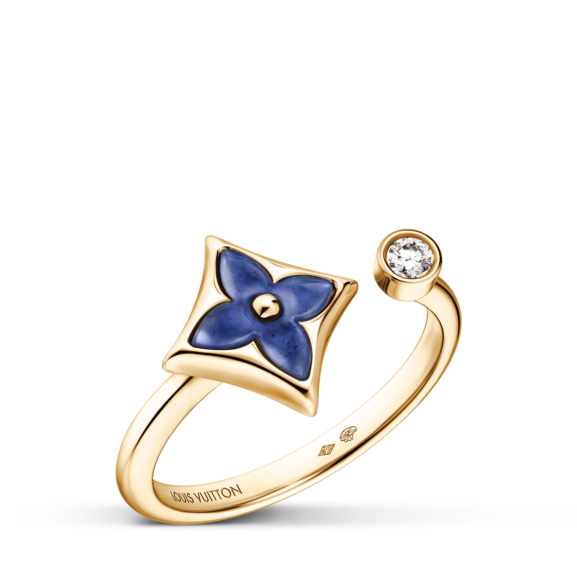 COLOR BLOSSOM MINI STAR 18K Gold Square Sodium Stone Diamond Ring - 3