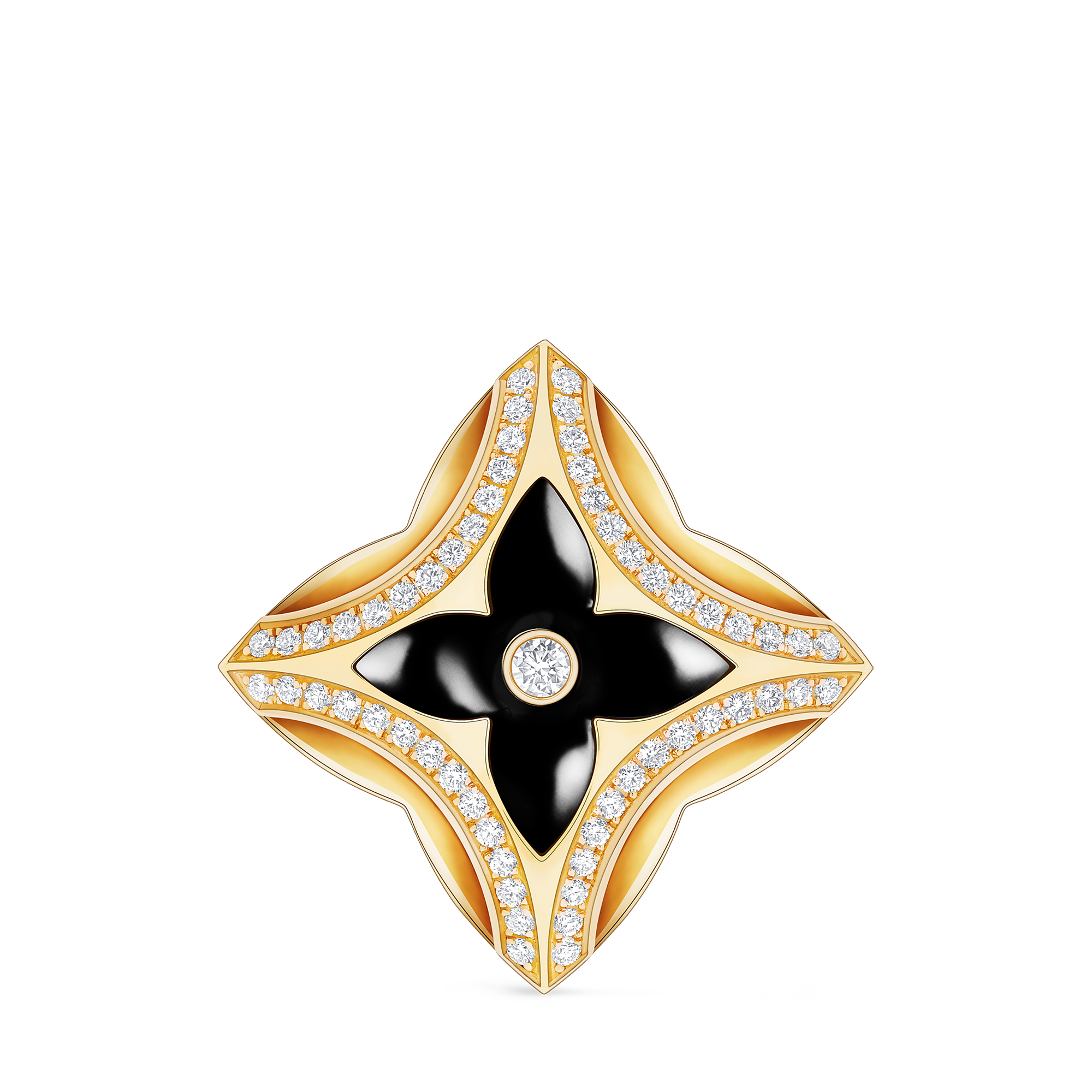 EVER BLOSSOM 18K Gold Agate Diamond Brooch - 1
