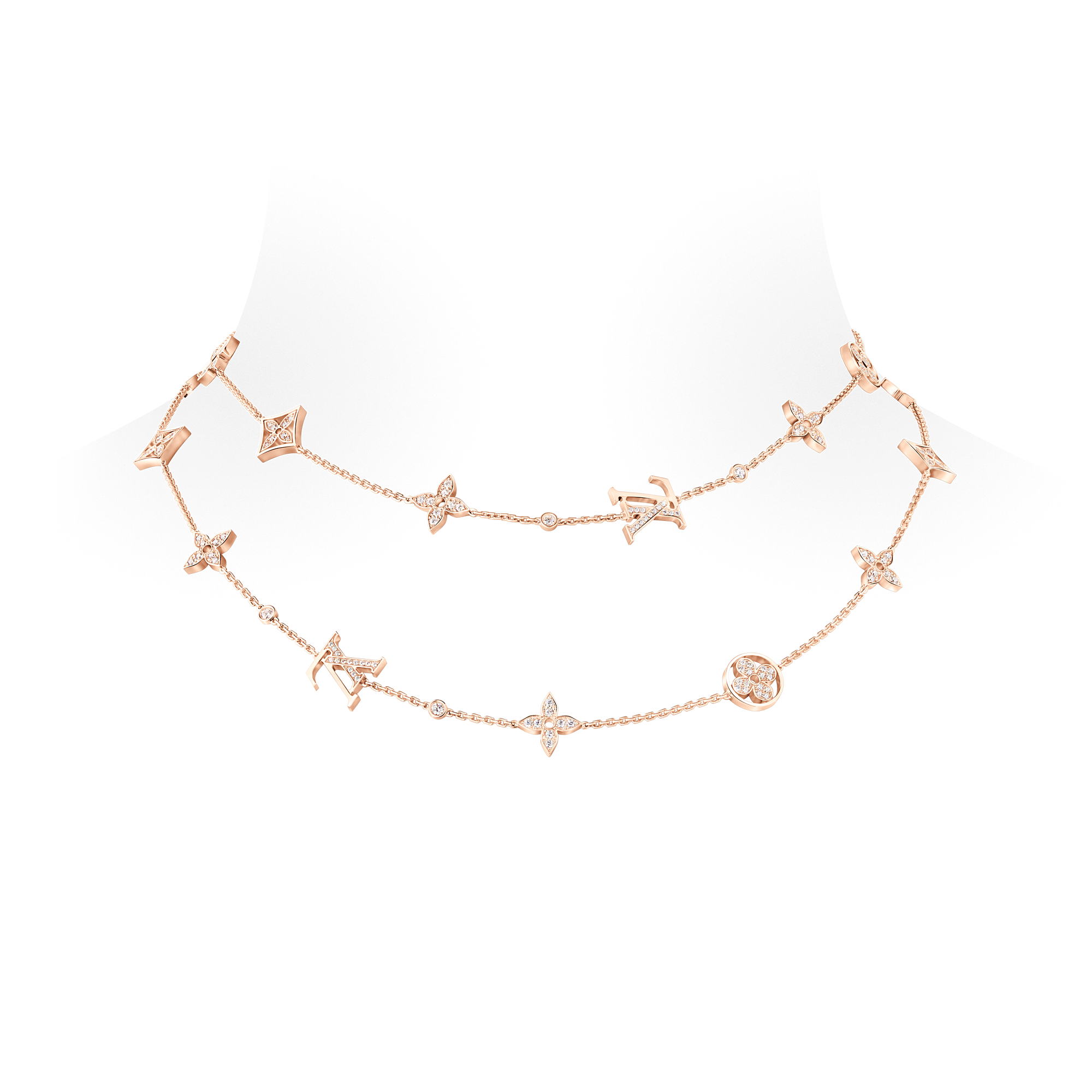 IDYLLE BLOSSOM MULTI-MOTIF 18K Gold Diamond Long Necklace - 4