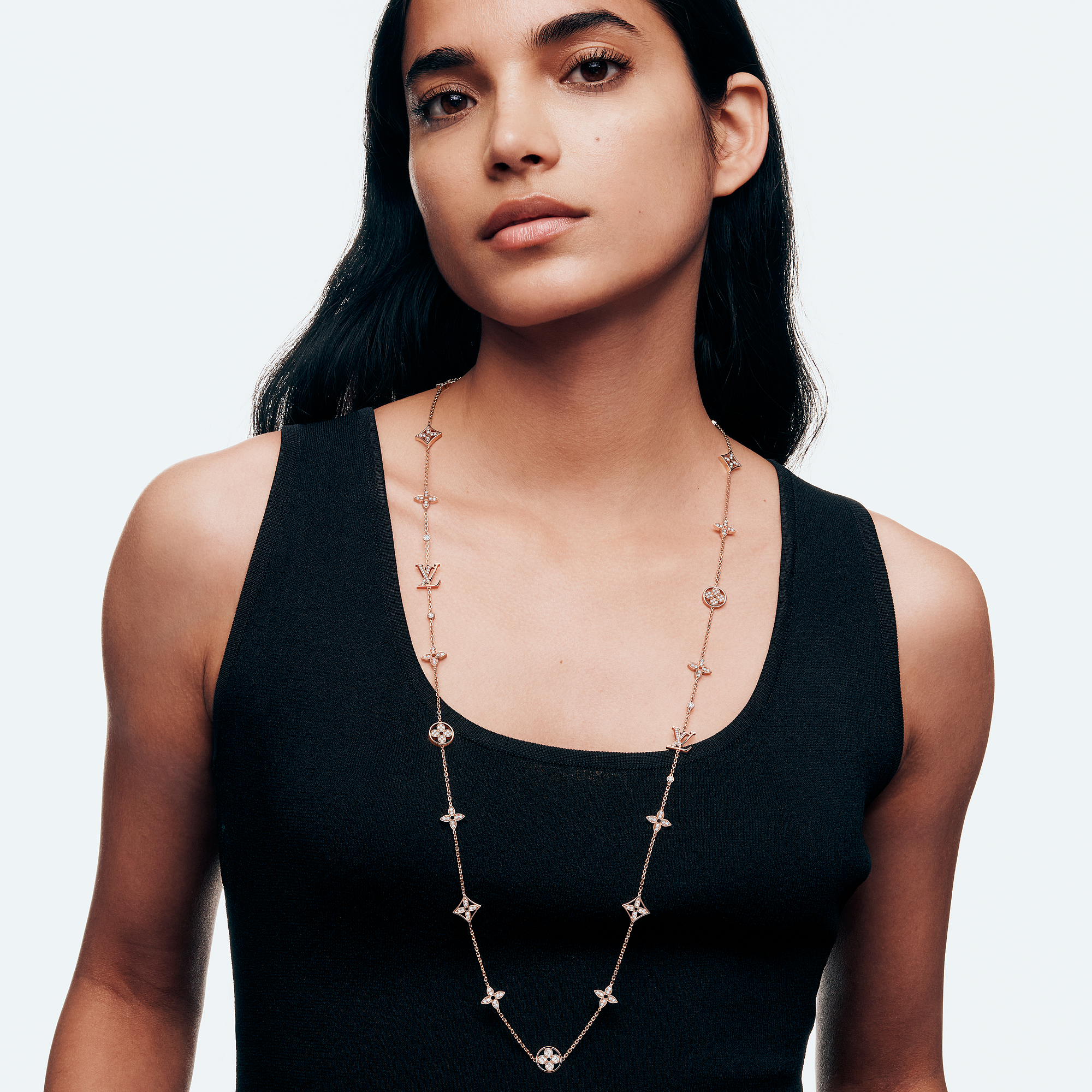 IDYLLE BLOSSOM MULTI-MOTIF 18K Gold Diamond Long Necklace - 2