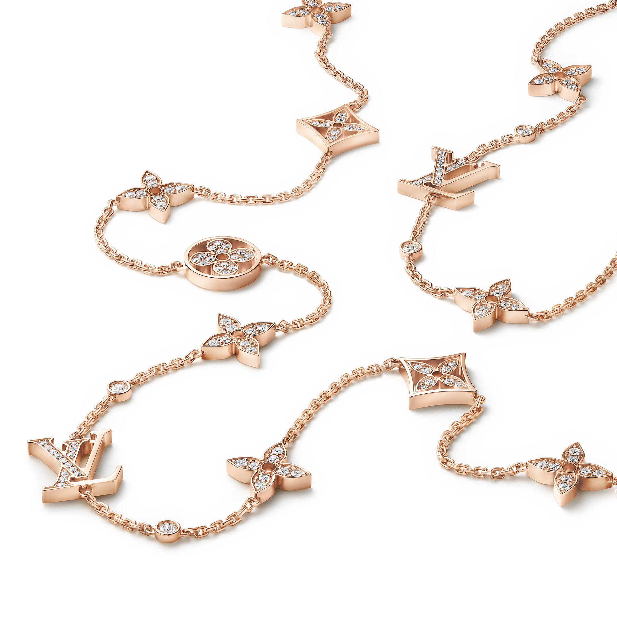 IDYLLE BLOSSOM MULTI-MOTIF 18K Gold Diamond Long Necklace - 1