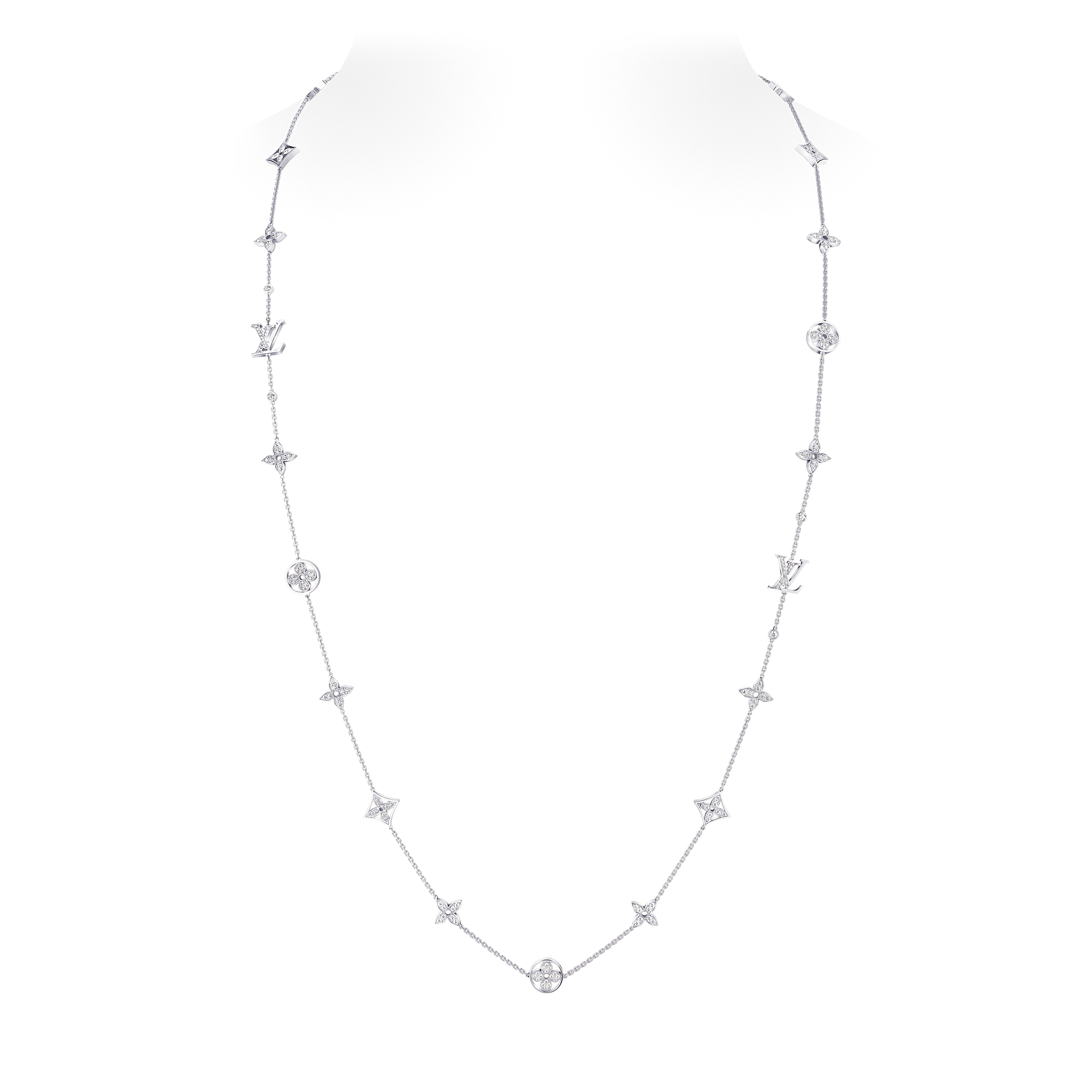 IDYLLE BLOSSOM MULTI-MOTIF 18K Gold Diamond Long Necklace - 3