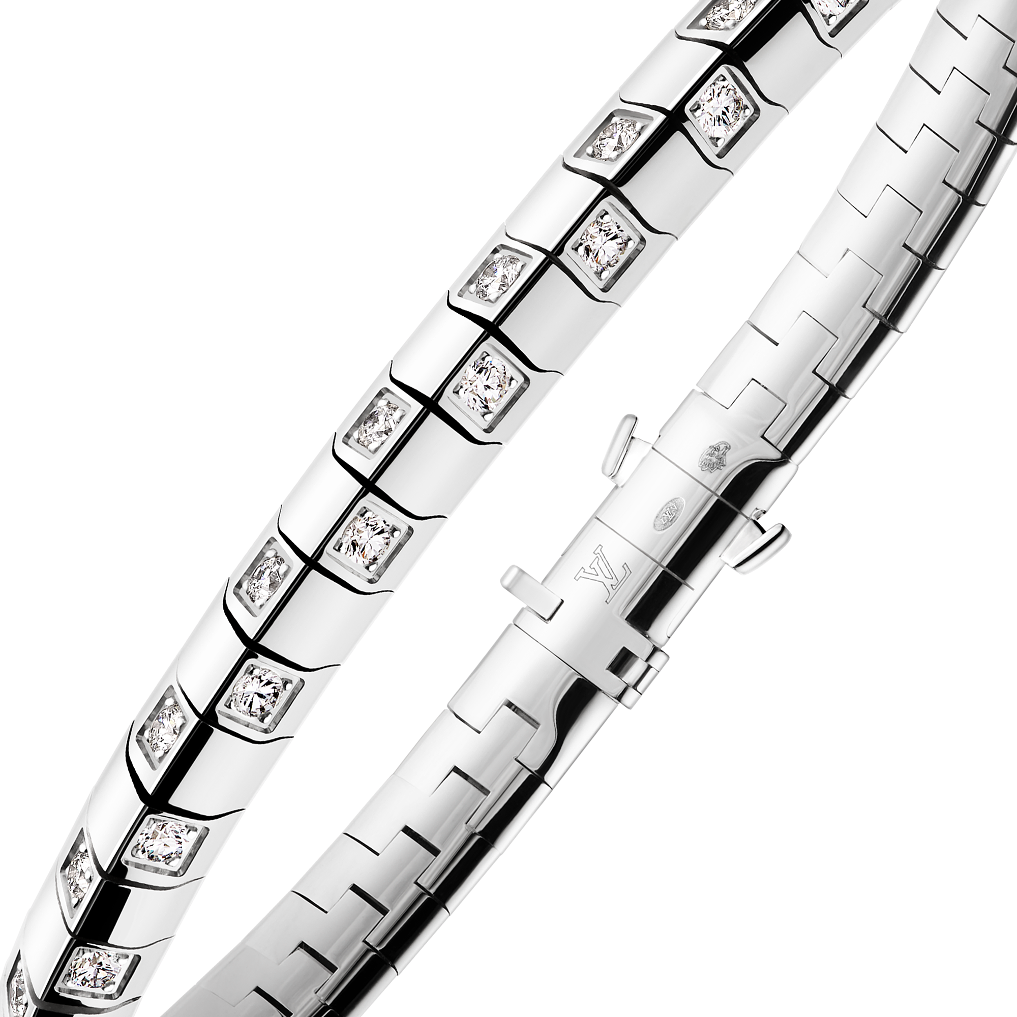 LE DAMIER DE LOUIS VUITTON 18K Gold Diamond Medium Bangle - 4