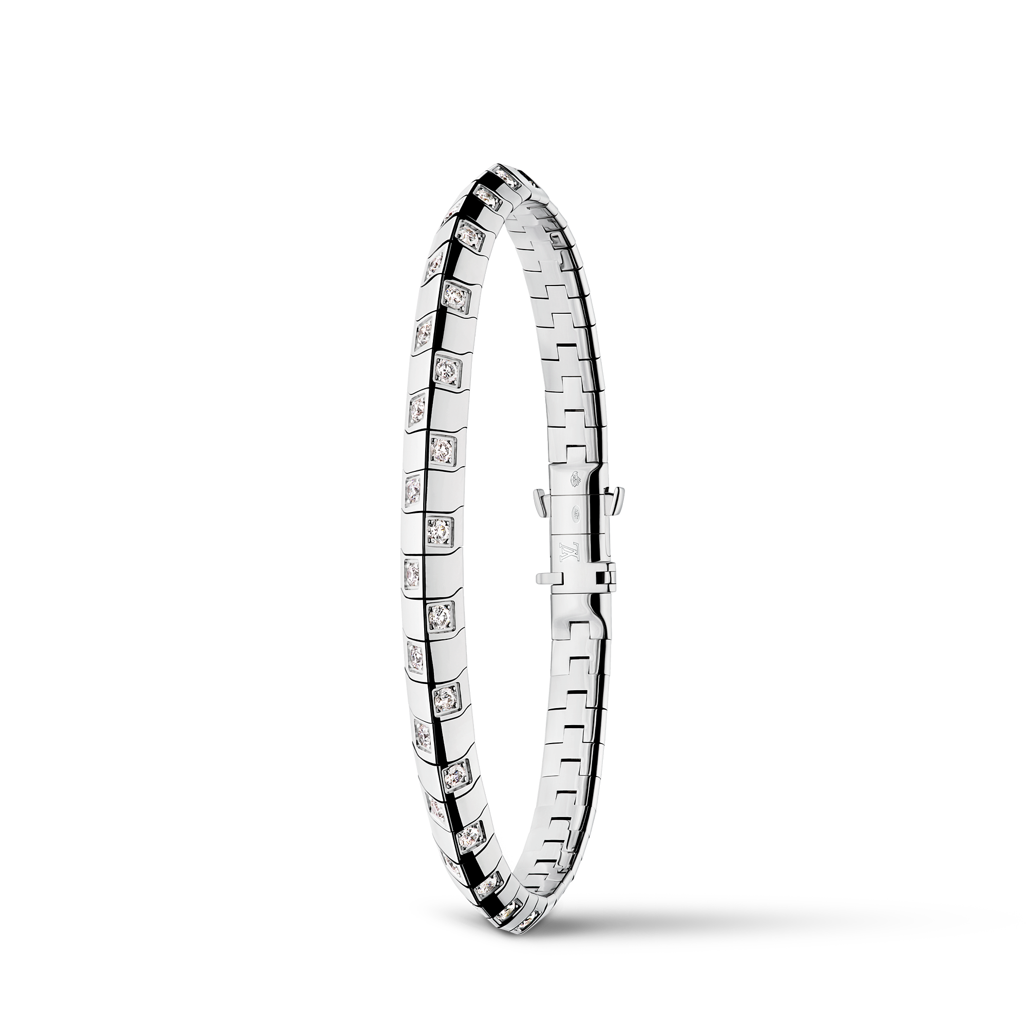 LE DAMIER DE LOUIS VUITTON 18K Gold Diamond Medium Bangle - 3