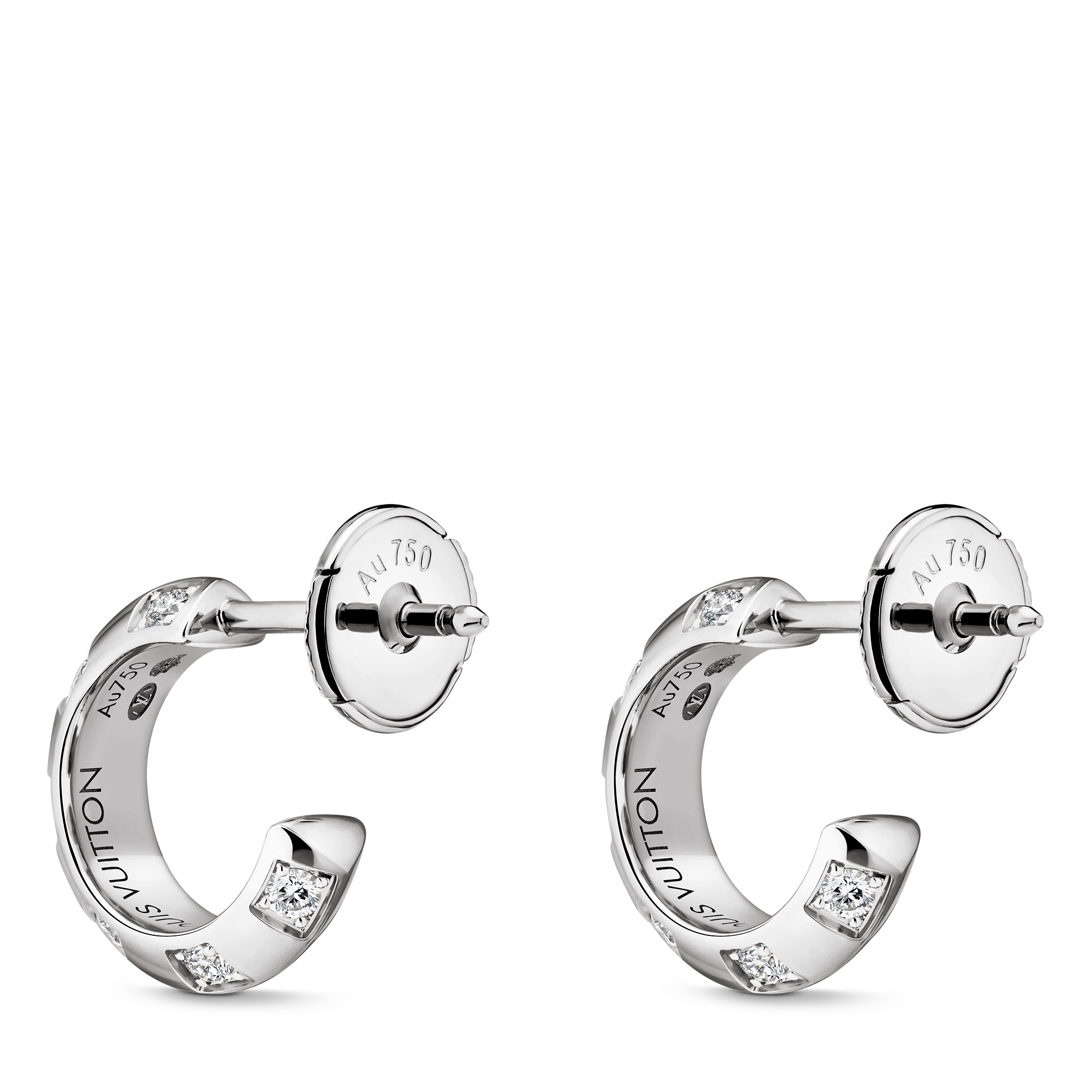 LE DAMIER DE LOUIS VUITTON 18K Gold Diamond Small Earrings - 4