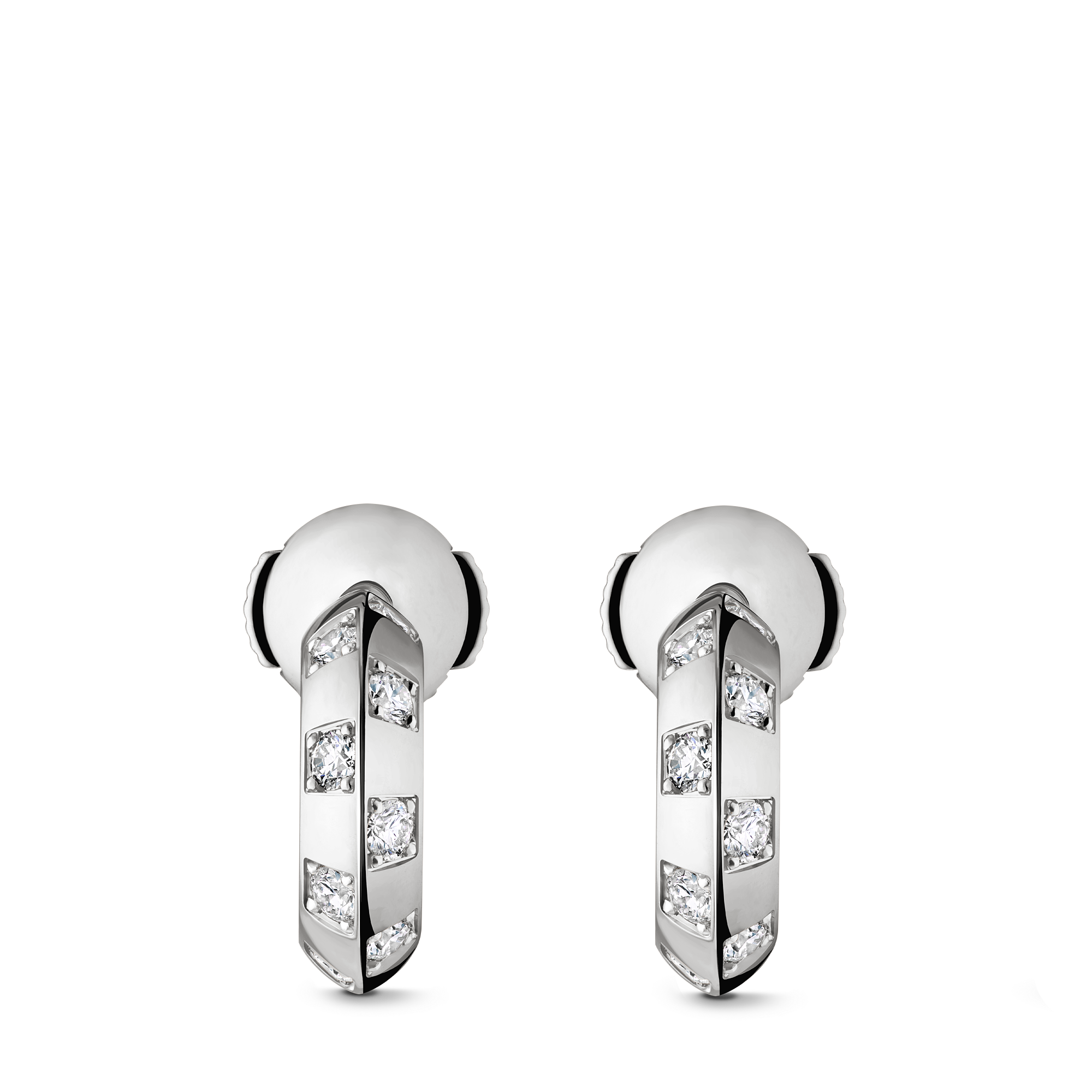 LE DAMIER DE LOUIS VUITTON 18K Gold Diamond Small Earrings - 3
