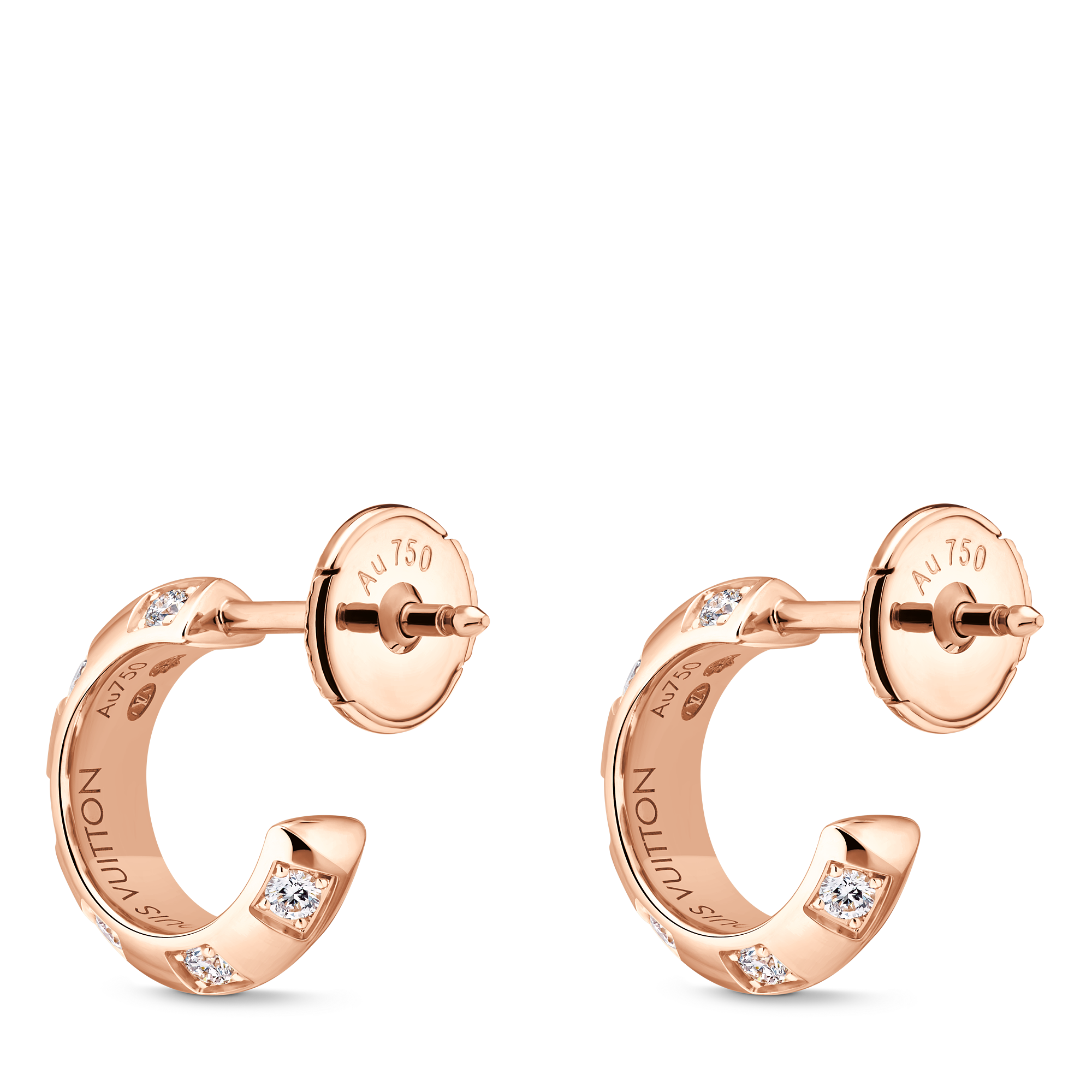 LE DAMIER DE LOUIS VUITTON 18K Gold Diamond Small Earrings - 4