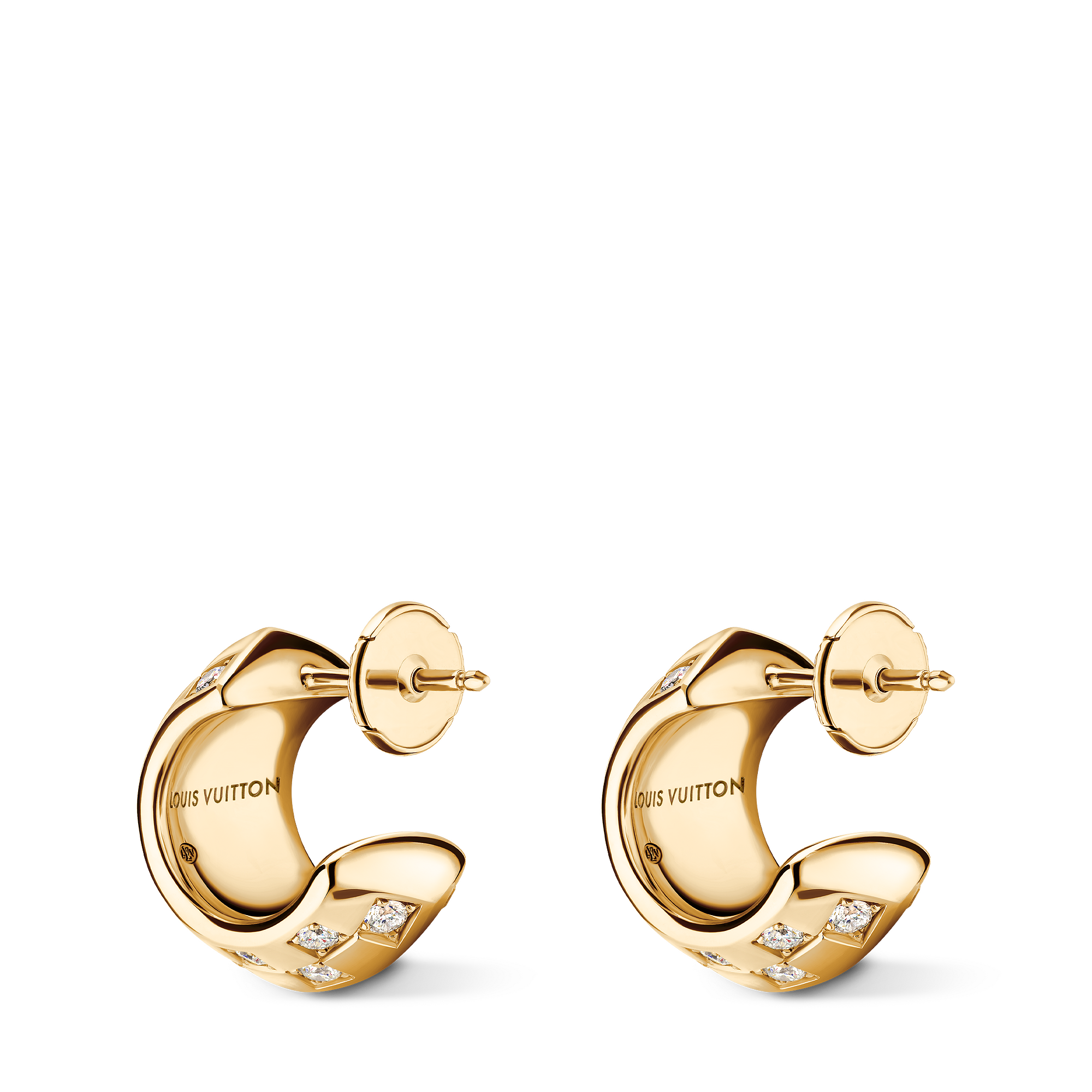 LE DAMIER DE LOUIS VUITTON 18K Gold Diamond Earrings - 4