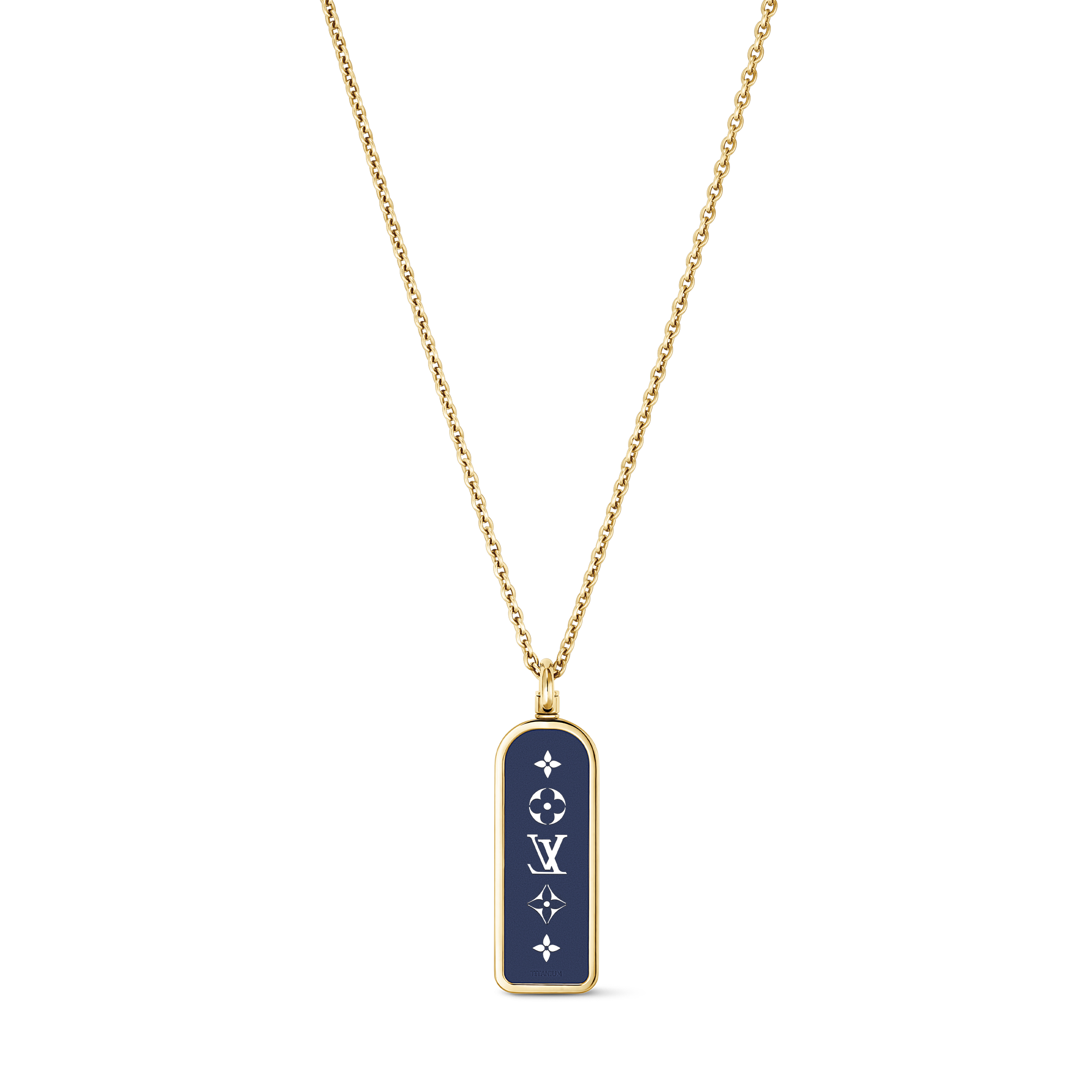 LES GASTONS VUITTON SMALL TAG 18K Gold Titanium Necklace - 6