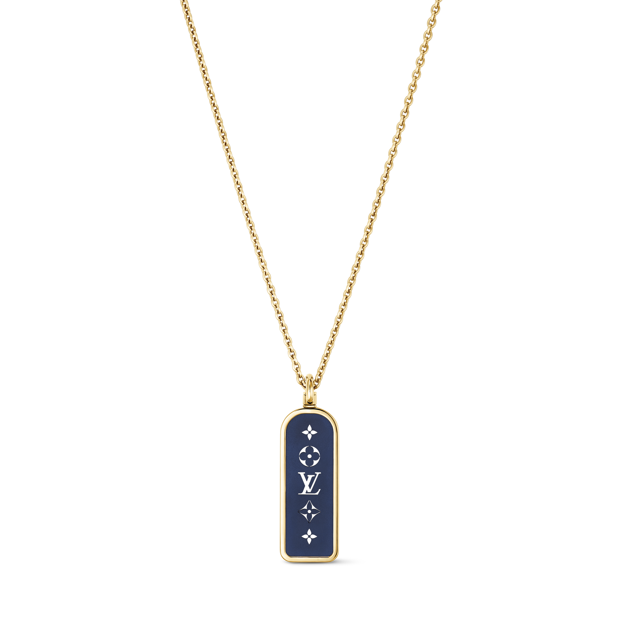 LES GASTONS VUITTON SMALL TAG 18K Gold Titanium Necklace - 1