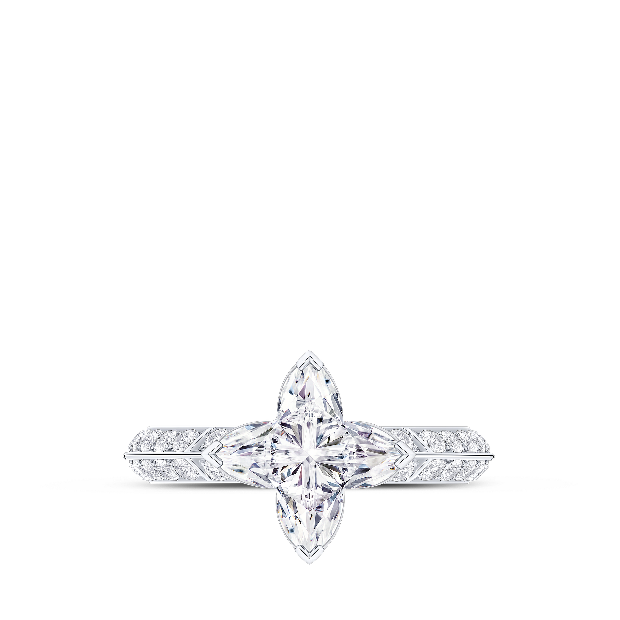 LV Diamonds Pavé Solitaire LV Monogram Star Cut Diamond Ring - 1