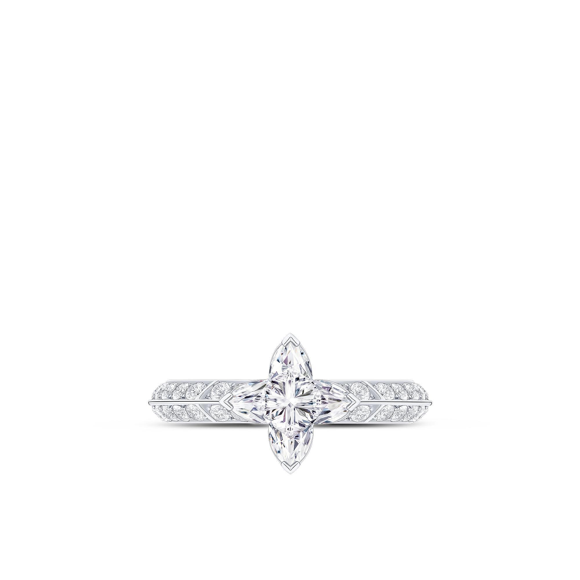 LV Diamonds Pavé Solitaire LV Monogram Star Cut Diamond Ring - 1