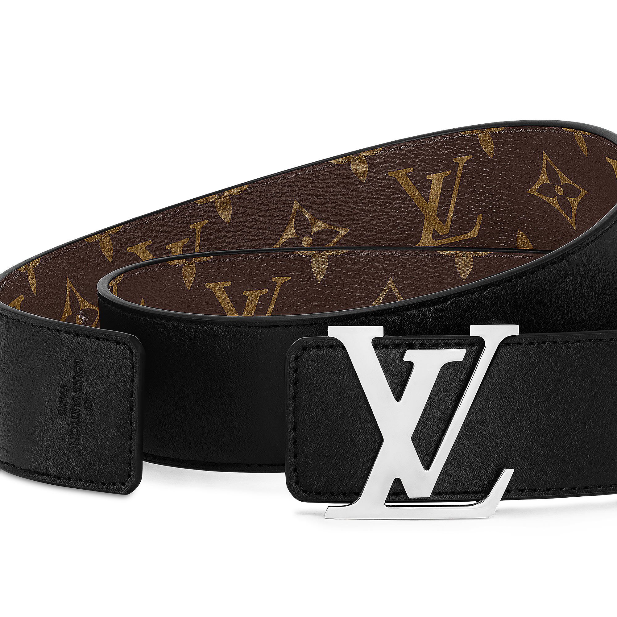 LV Initiales Monogram双面腰带，40毫米-腰带-lv男士皮带-男士皮带品牌-LVMonogram Macassar ...