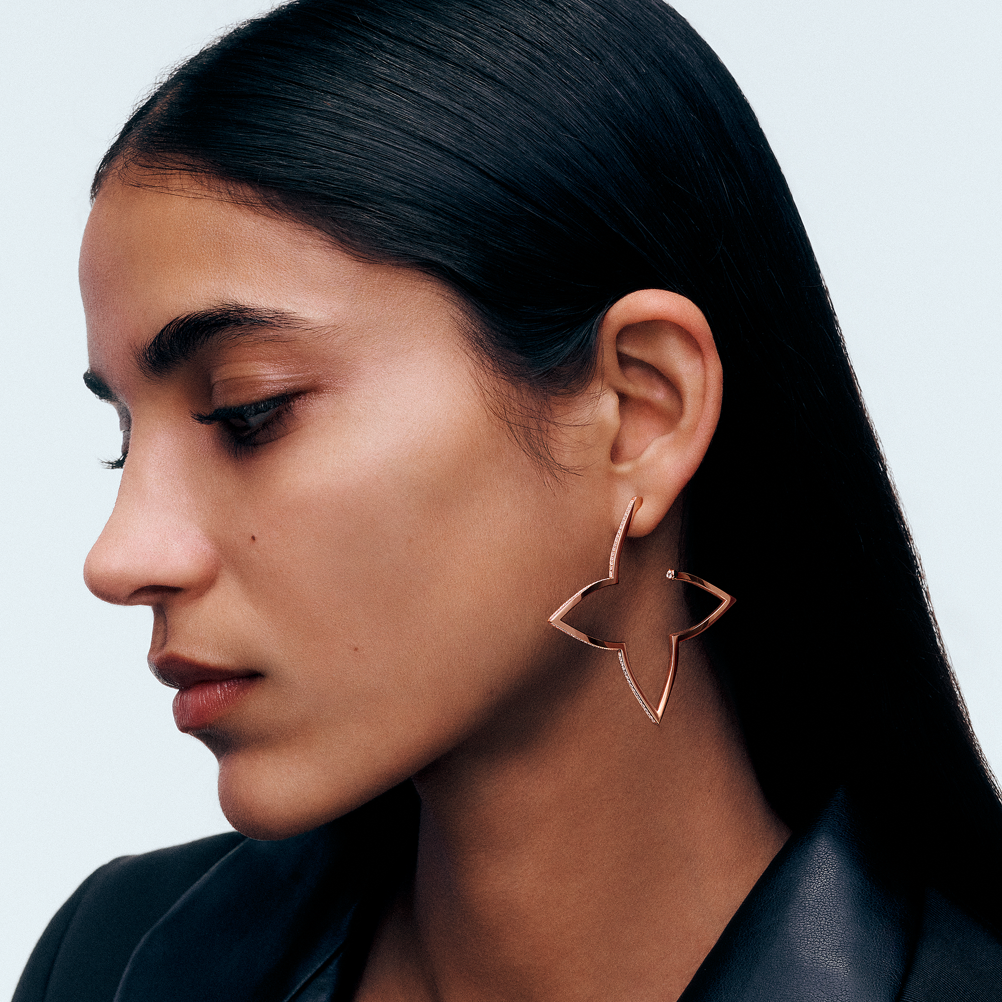 OMBRE BLOSSOM XL HOOPS 18K Gold Diamond Earrings - 2