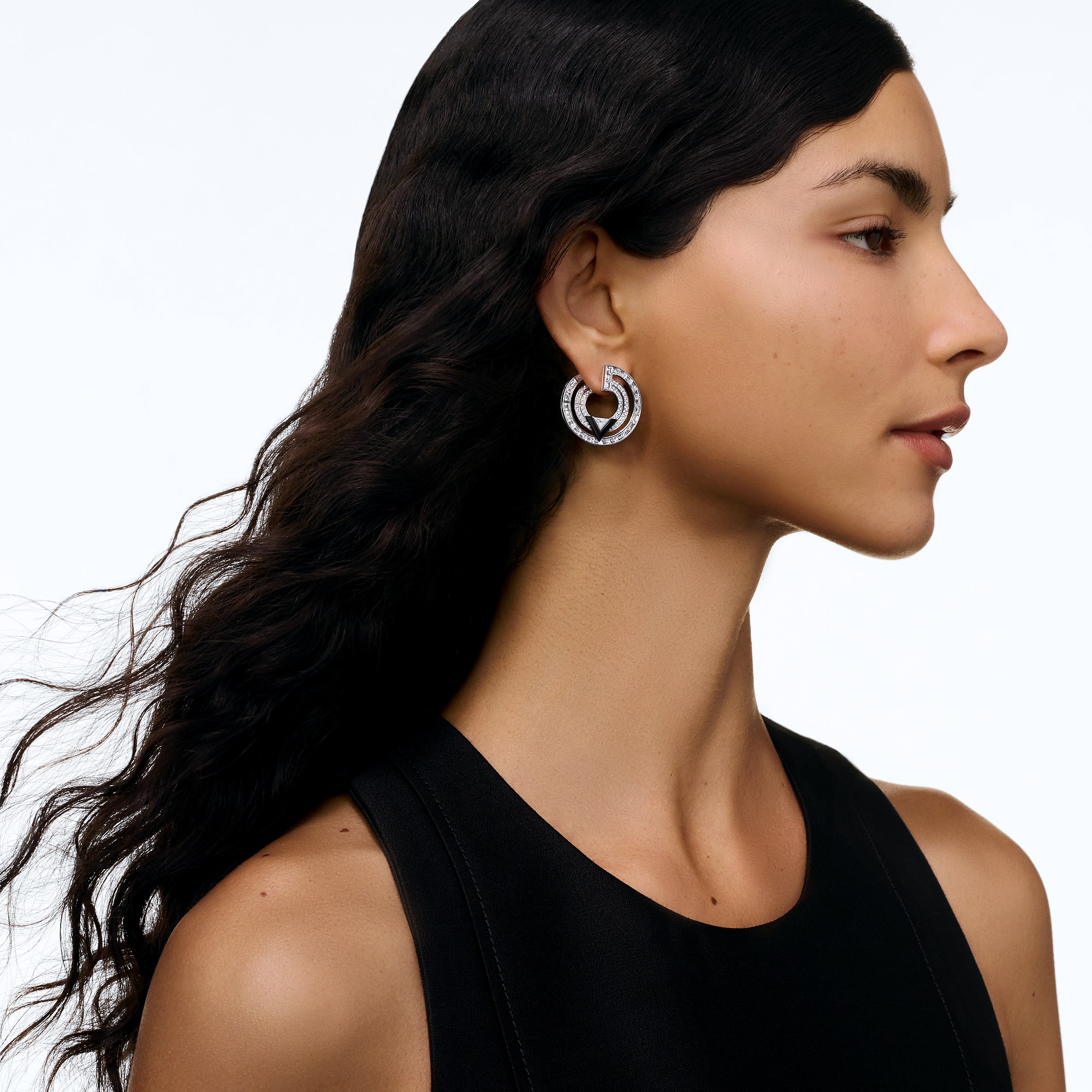 PURE V 18K Gold (White) Agate Diamond Earrings - 5