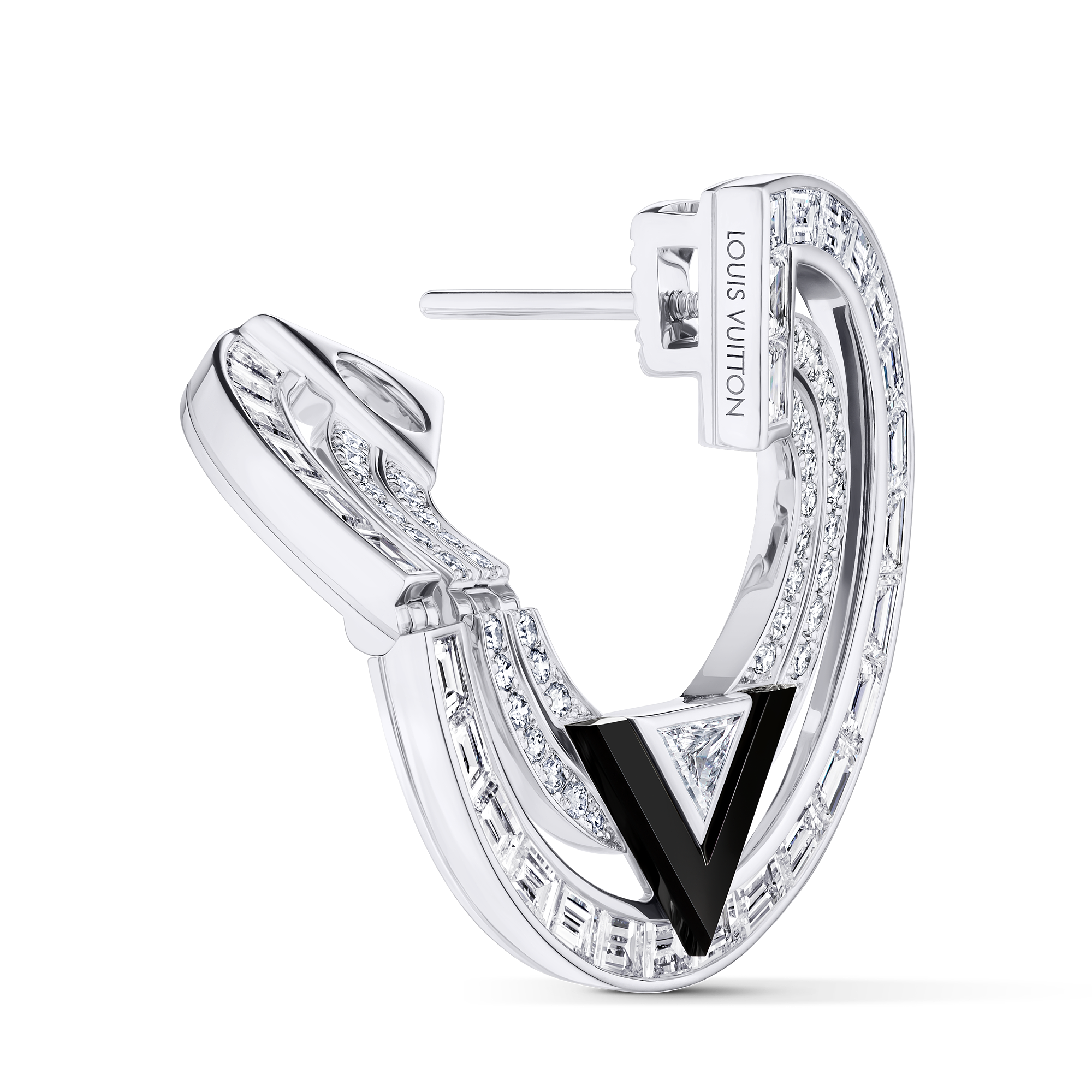 PURE V 18K Gold (White) Agate Diamond Earrings - 4