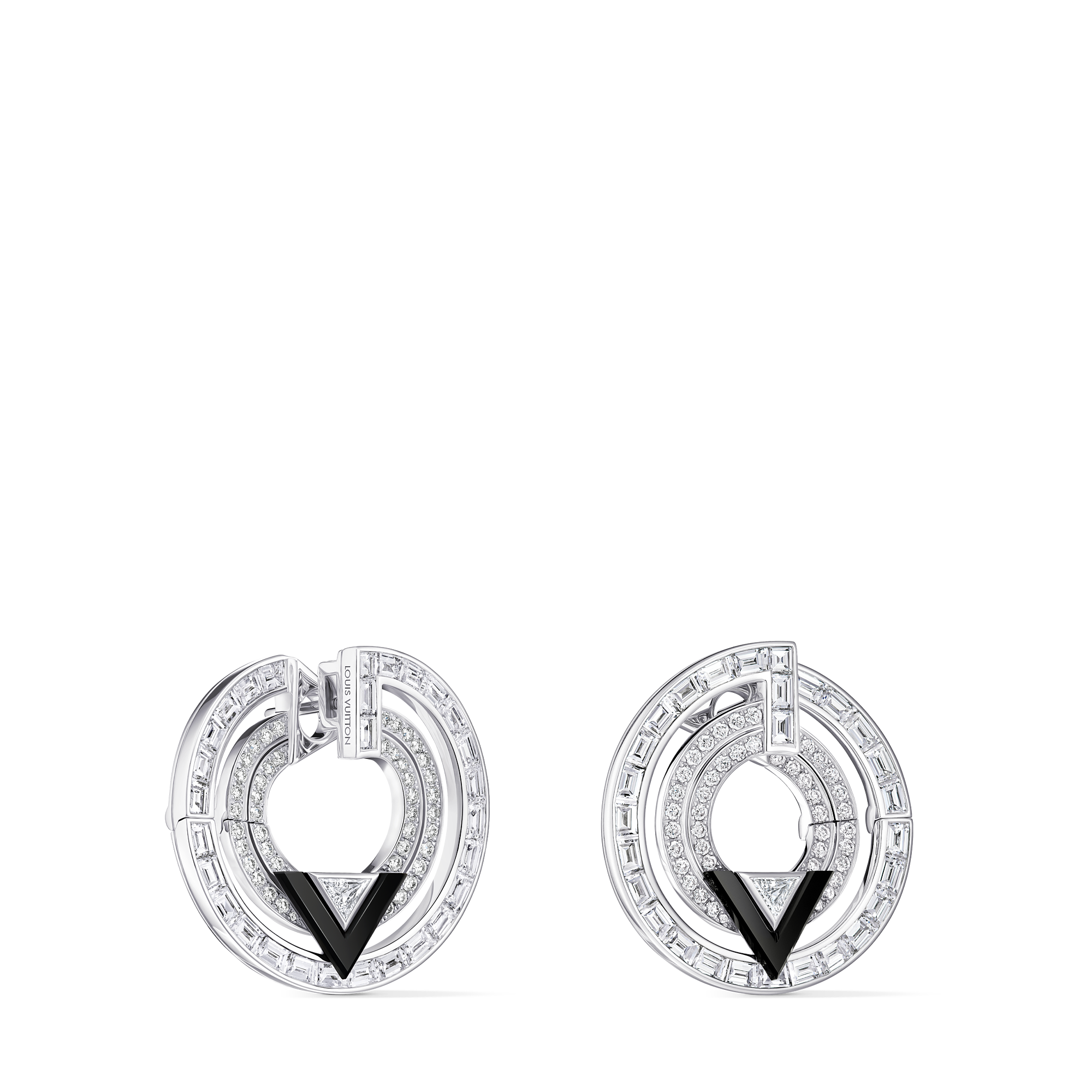 PURE V 18K Gold (White) Agate Diamond Earrings - 3