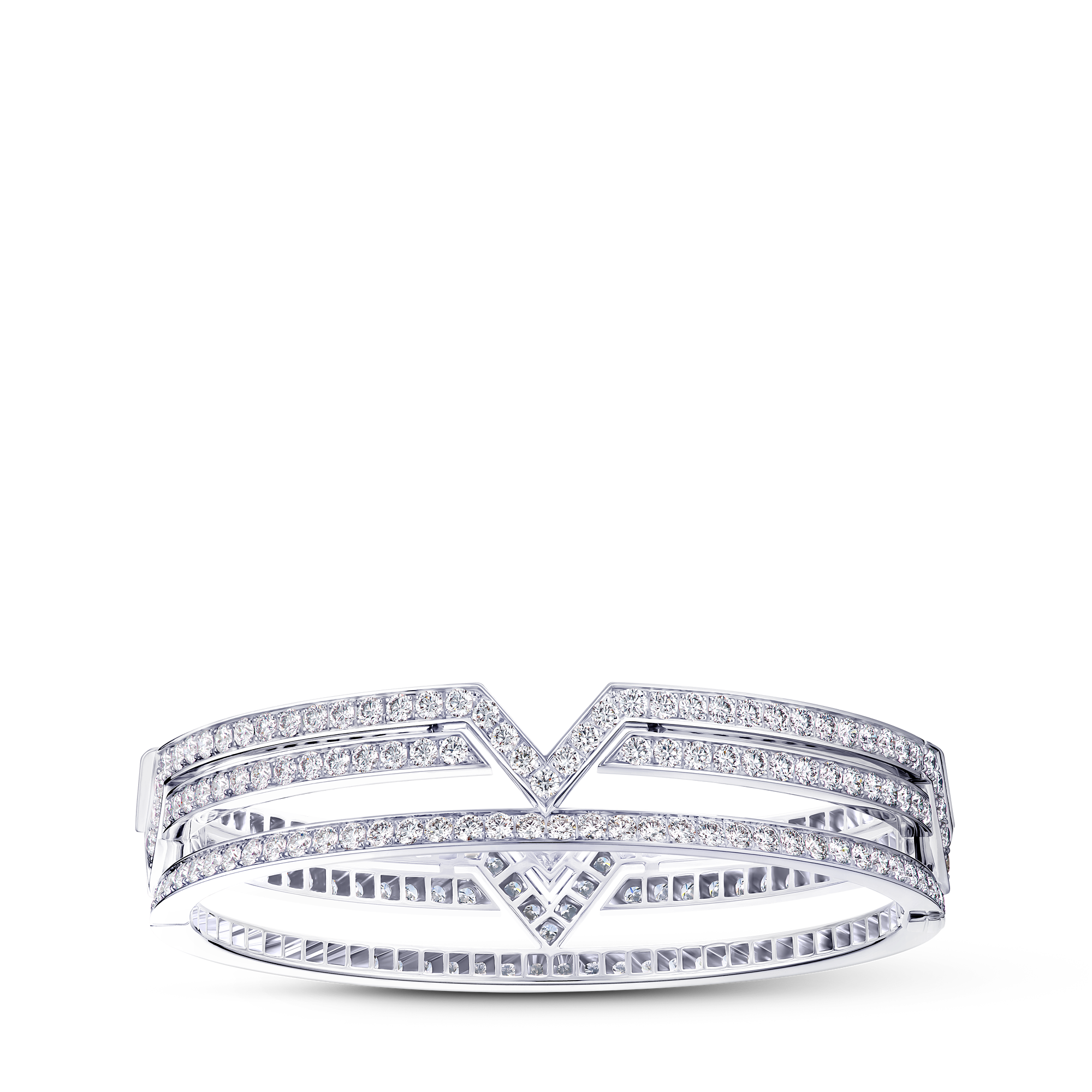 PURE V 18K Gold (White) Diamond Bangle - 3