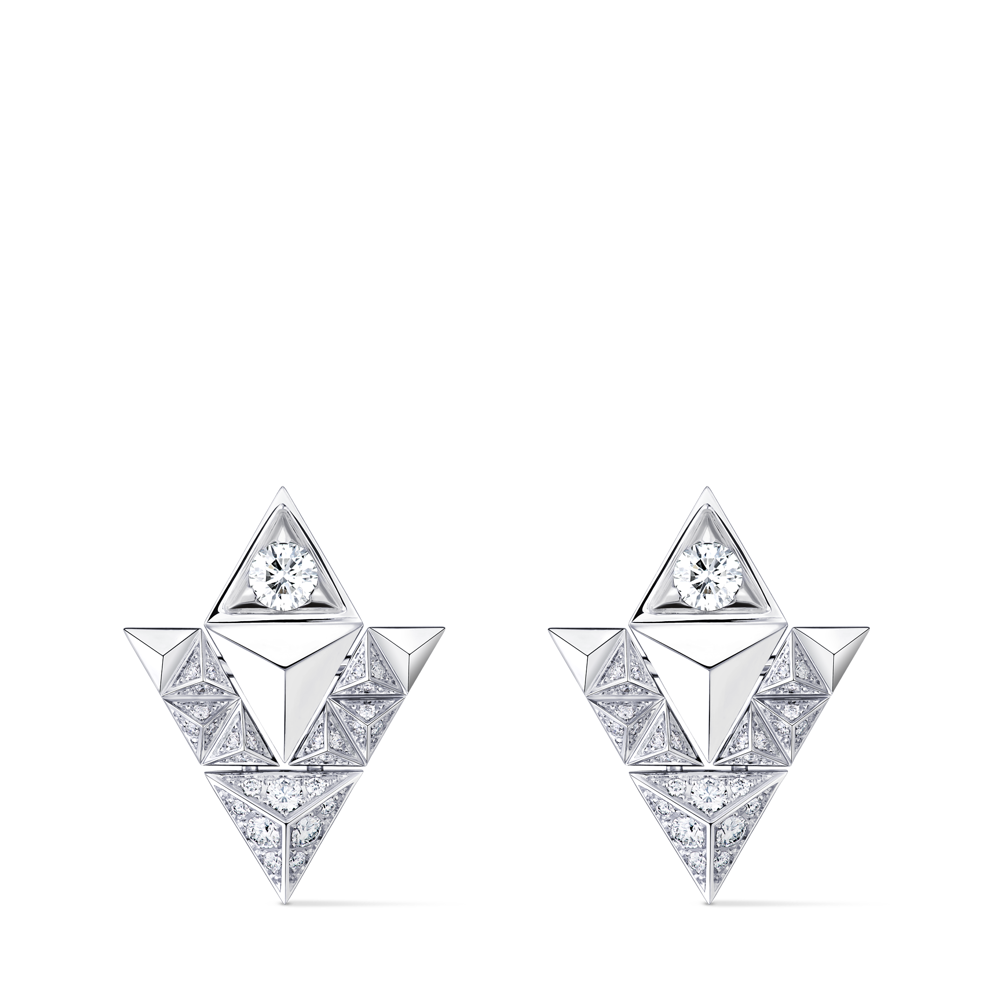 Pure V Earrings, White Gold and Diamonds - 1