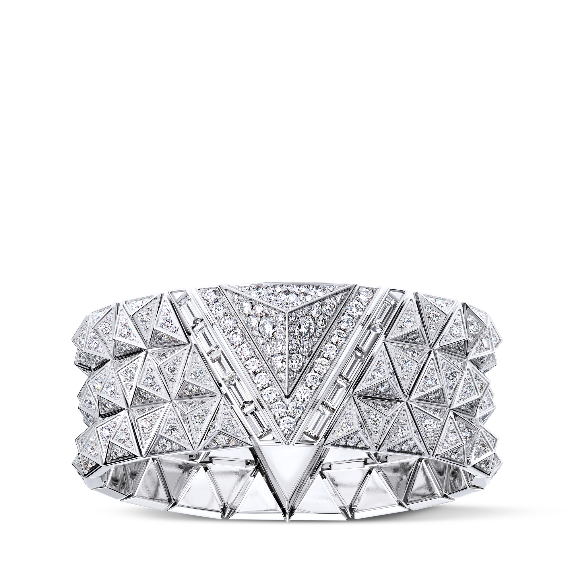 PURE V THREE-ROW 18K gold (white) diamond bracelet - 1