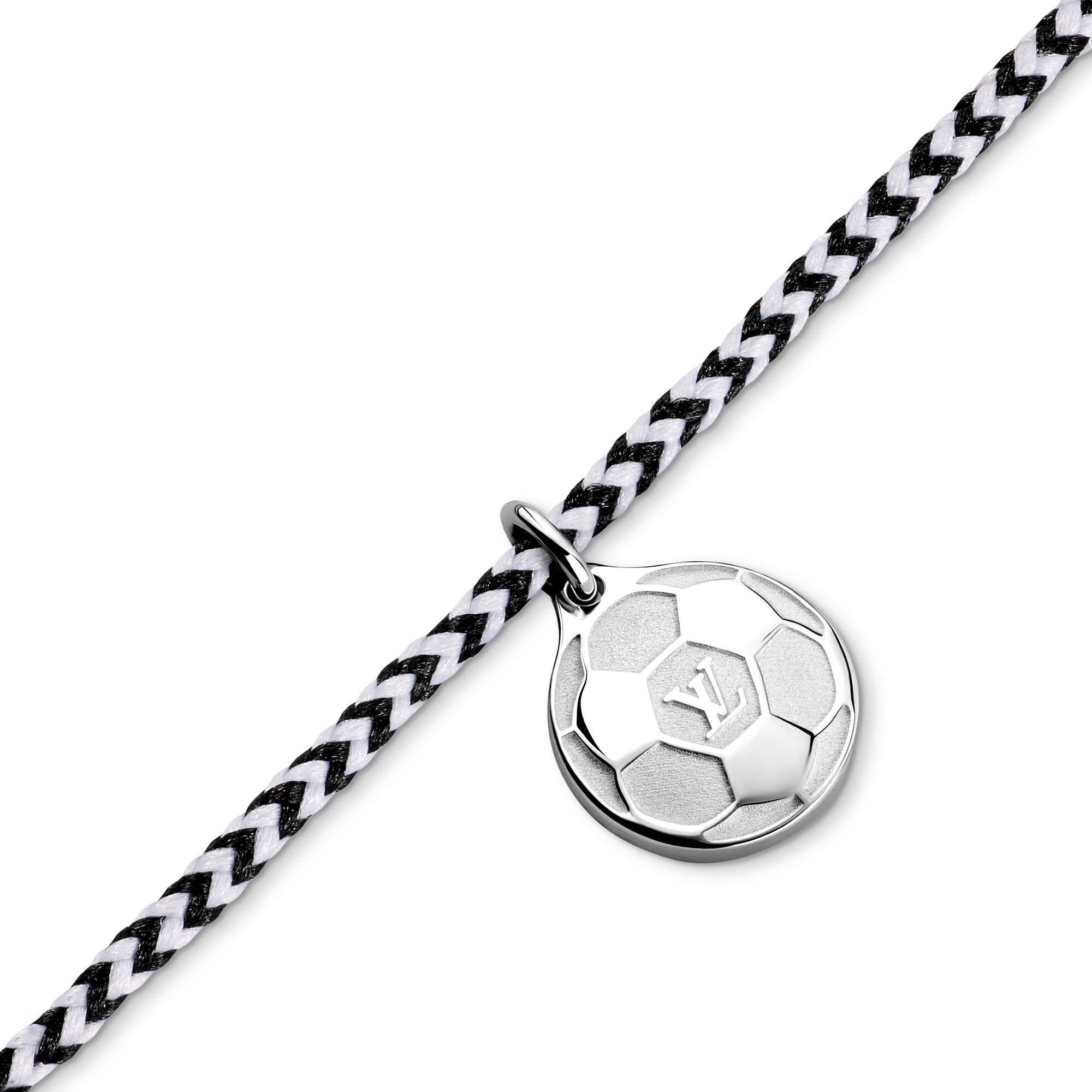 SILVER LOCKIT 925 silver football charm polyester fiber bracelet - 4
