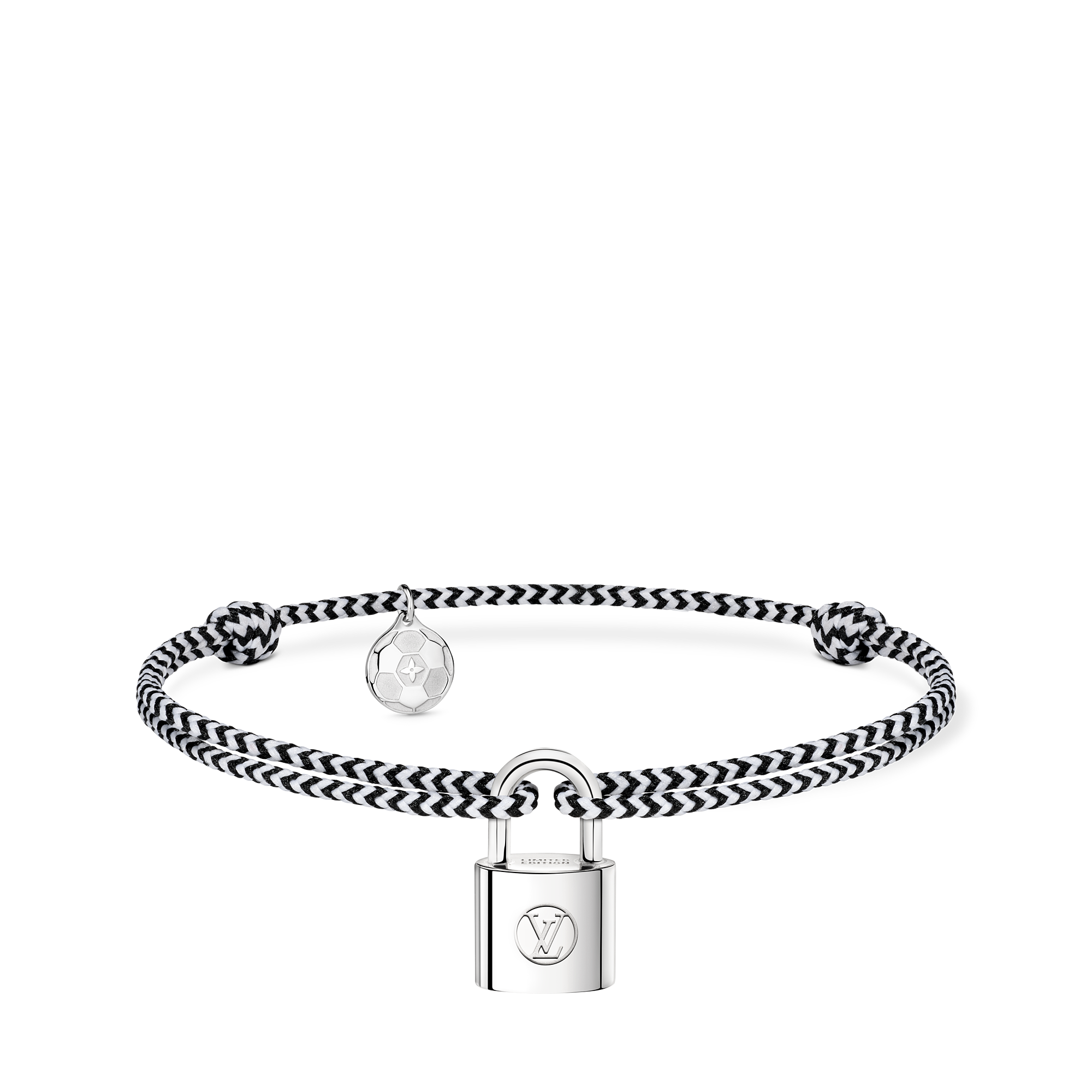 SILVER LOCKIT 925 silver football charm polyester fiber bracelet - 1