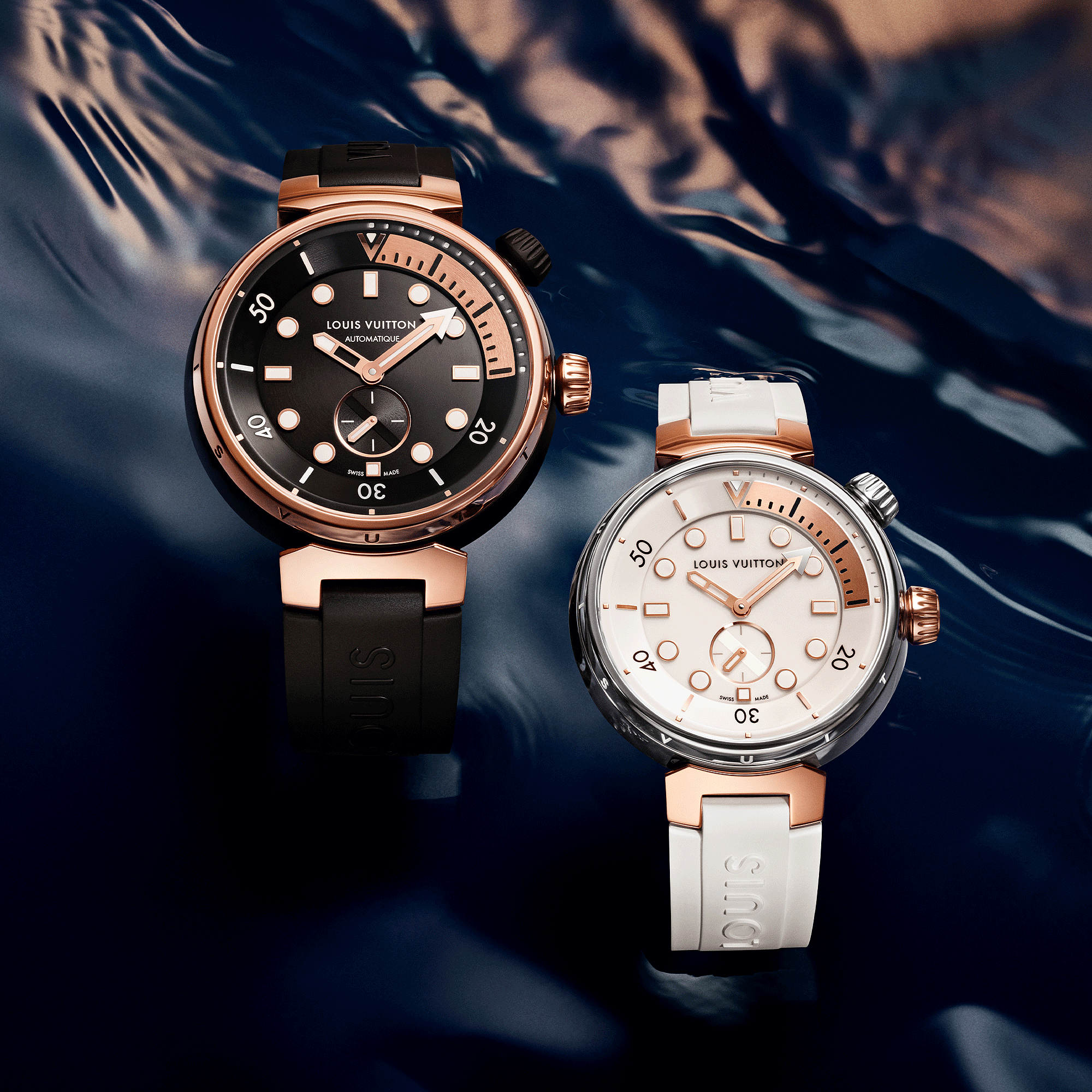 TAMBOUR STREET DIVER 18K gold (rose) stainless steel automatic watch, 44 mm - 11