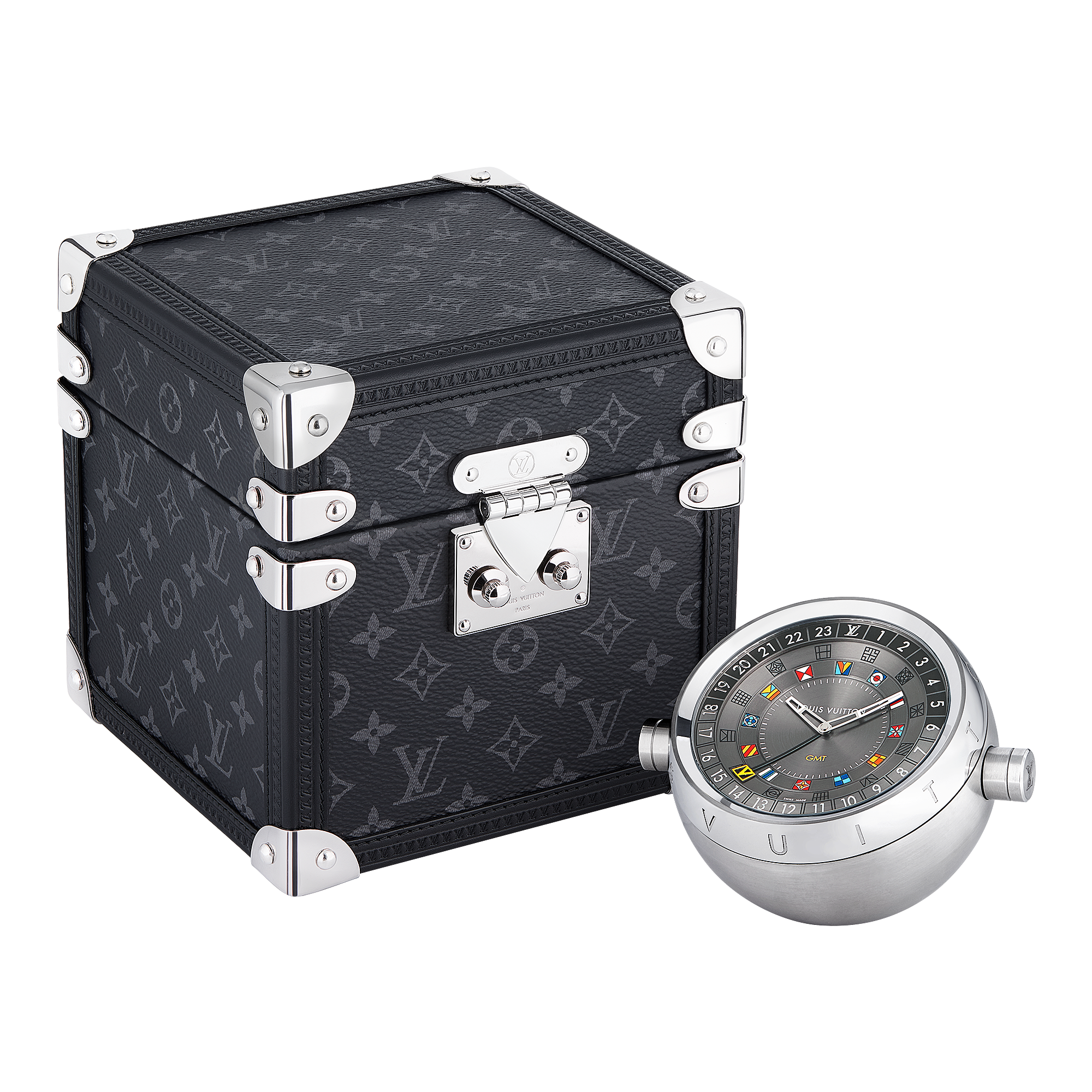 TRUNK Stainless Steel MONOGRAM ECLIPSE Quartz Table Clock, 80 mm - 6