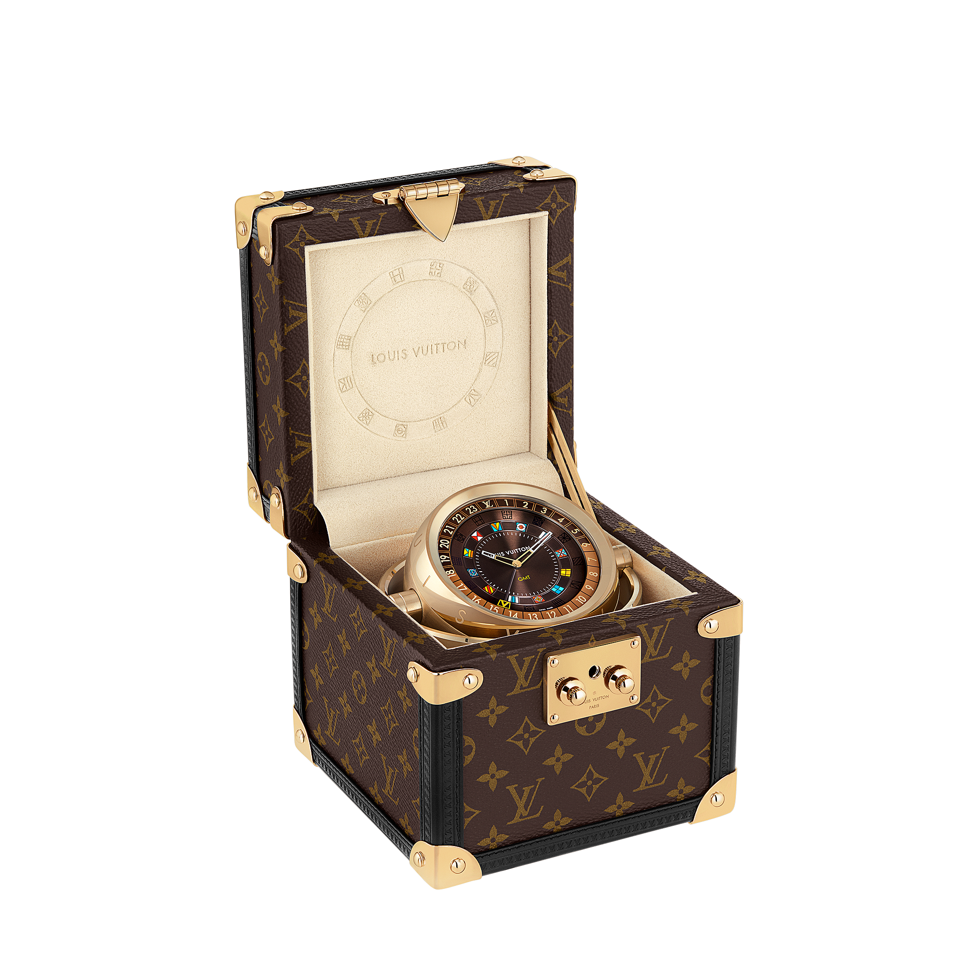 TRUNK brass MONOGRAM quartz clock, 80 mm - 5