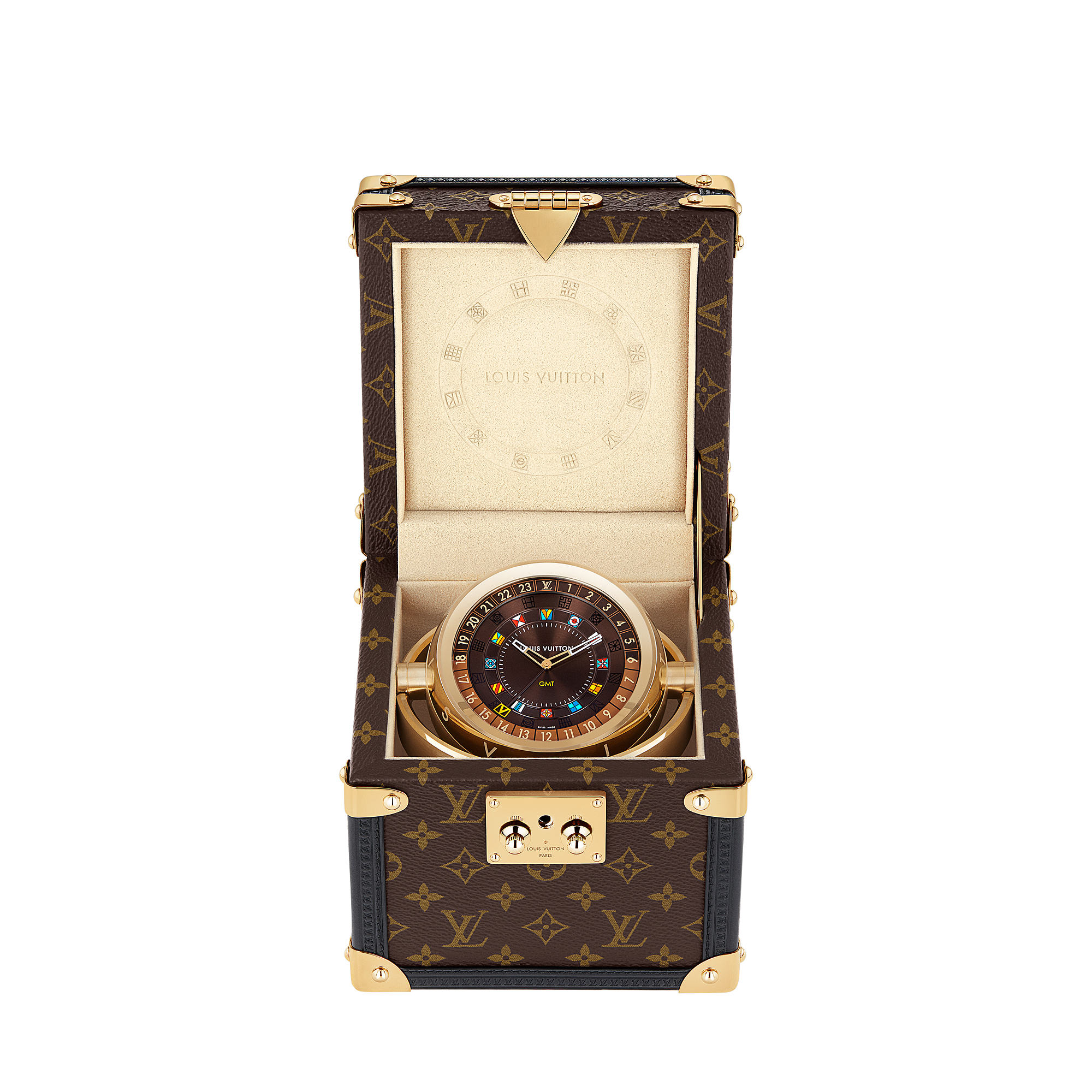 TRUNK brass MONOGRAM quartz clock, 80 mm - 1