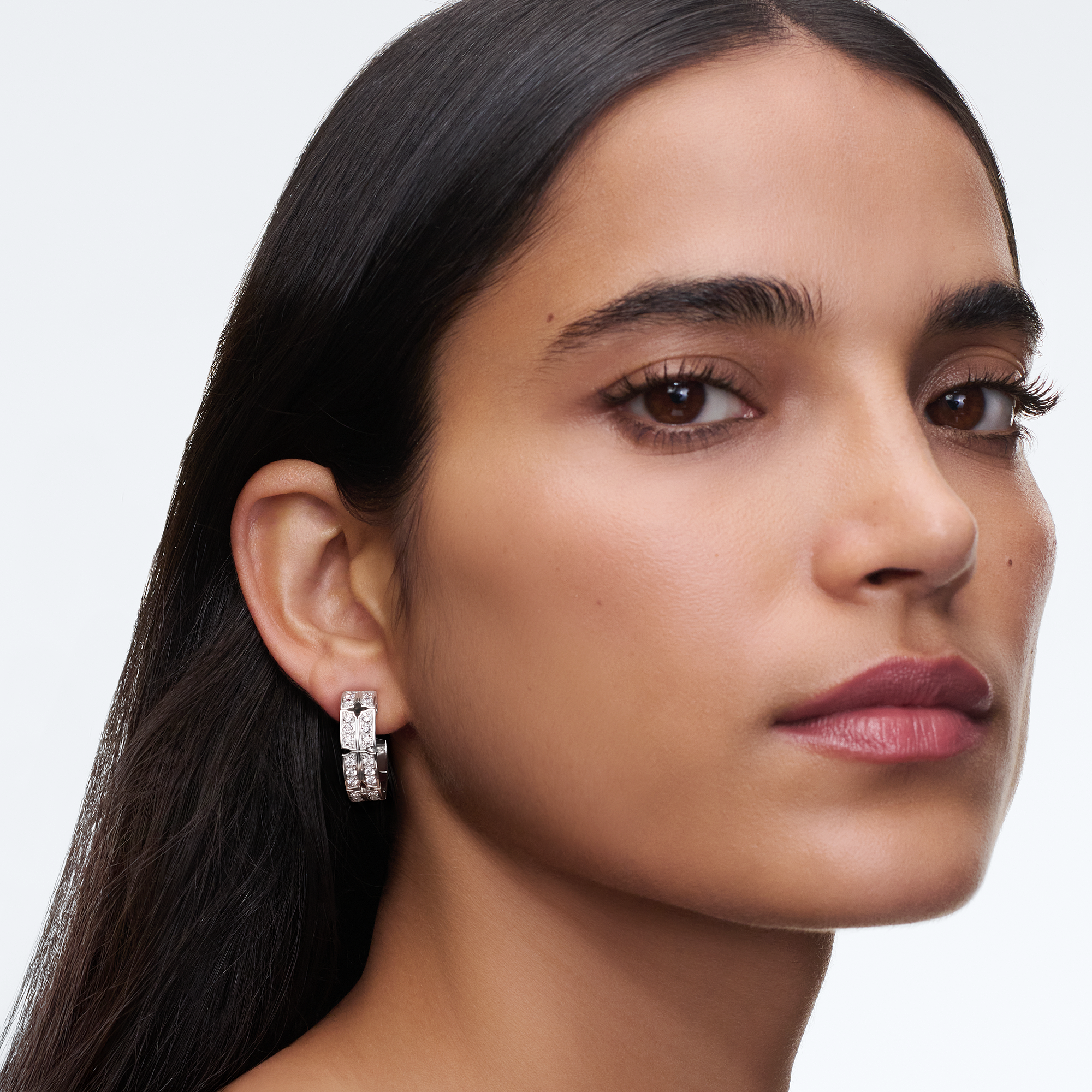 TUMBLER LARGE 18K Gold (White) Diamond Earrings - 5