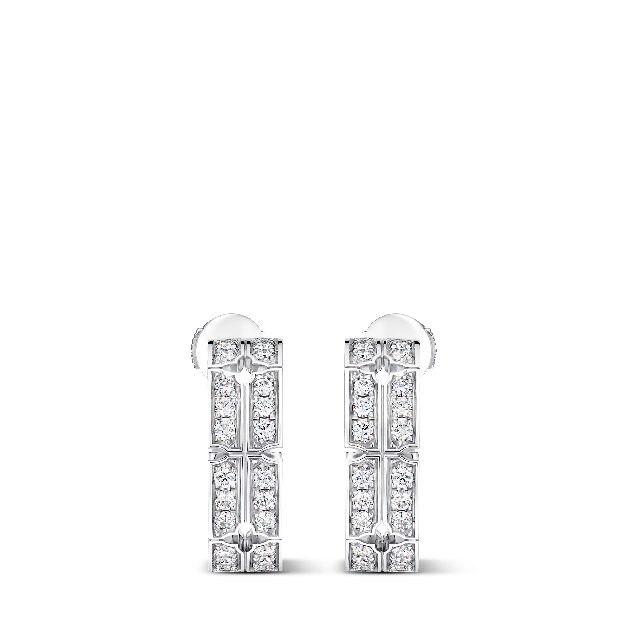 TUMBLER LARGE 18K Gold (White) Diamond Earrings - 3