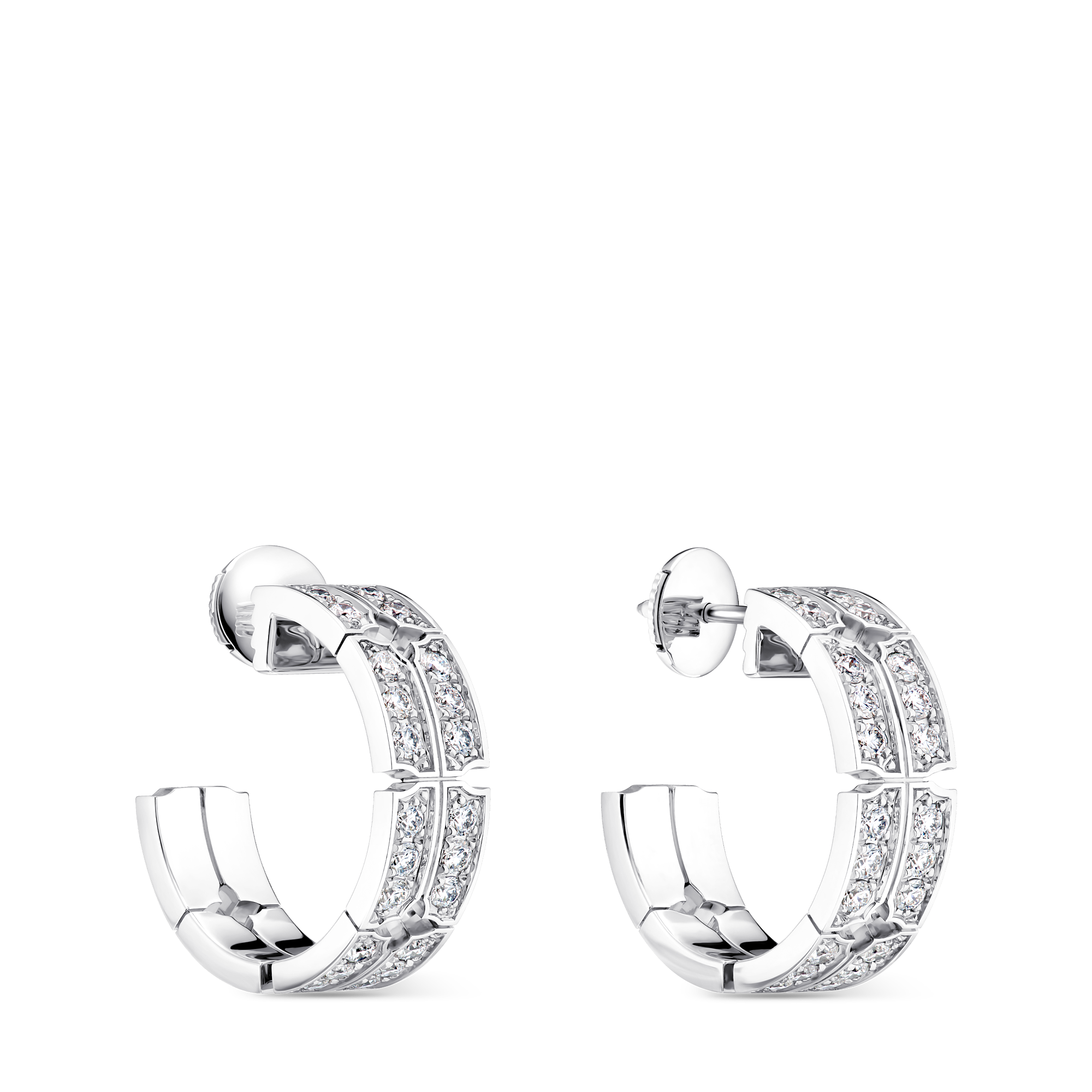TUMBLER LARGE 18K Gold (White) Diamond Earrings - 1