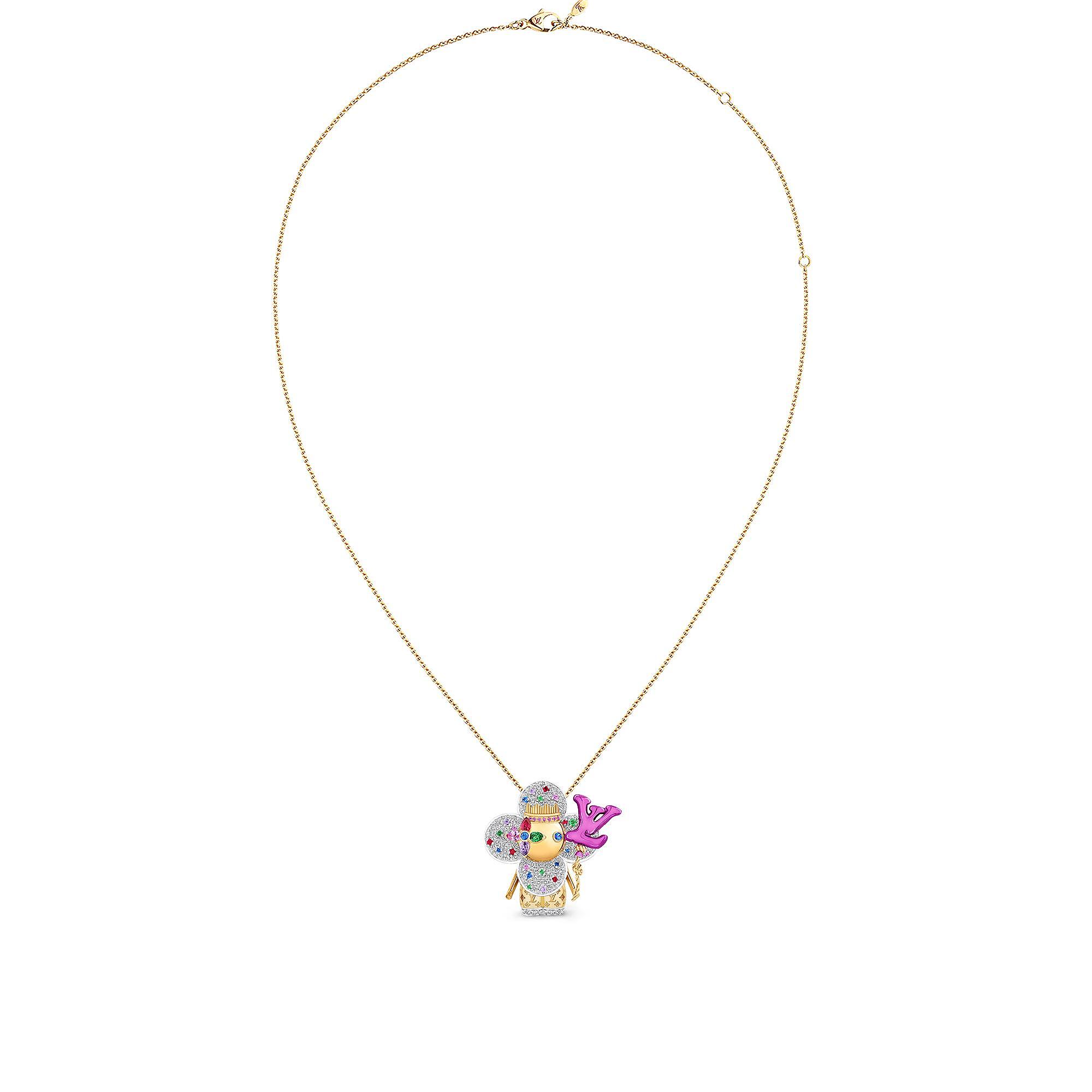 VIVIENNE CELEBRATION 18K gold titanium metal gemstone necklace - 8