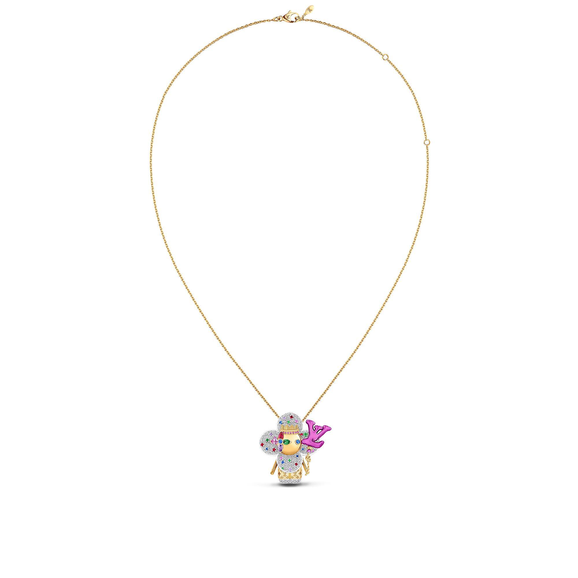 VIVIENNE CELEBRATION 18K gold titanium metal gemstone necklace - 4