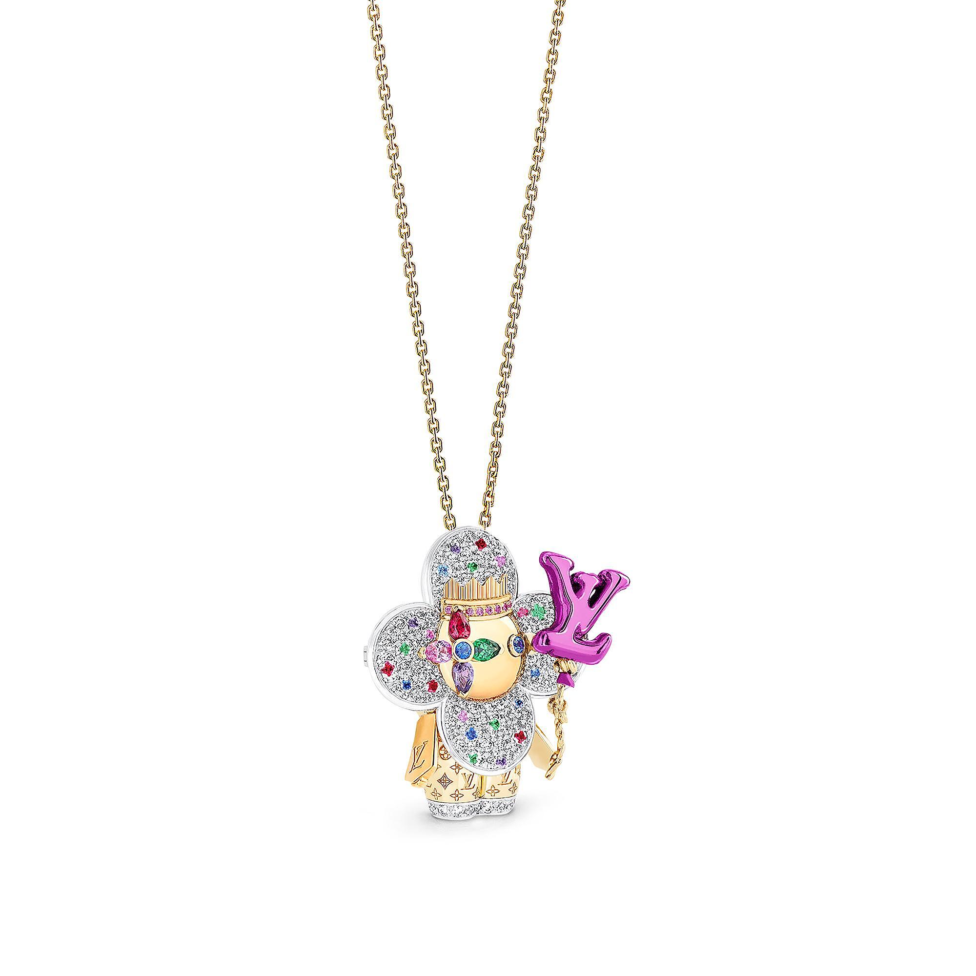 VIVIENNE CELEBRATION 18K gold titanium metal gemstone necklace - 3