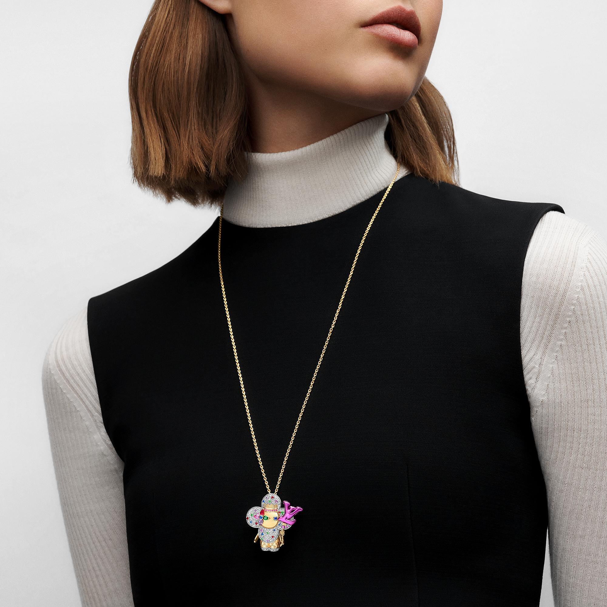 VIVIENNE CELEBRATION 18K gold titanium metal gemstone necklace - 2