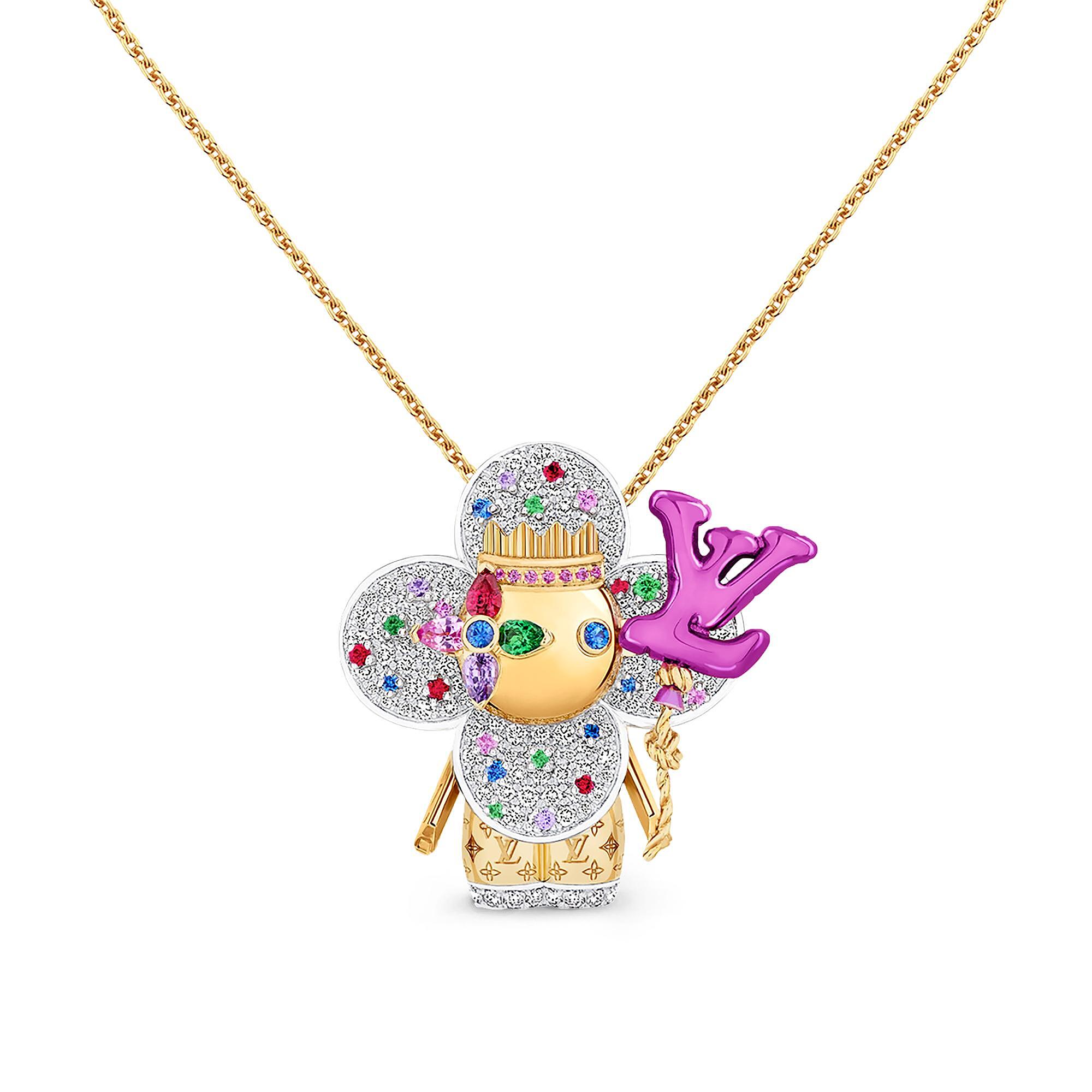 VIVIENNE CELEBRATION 18K gold titanium metal gemstone necklace - 1