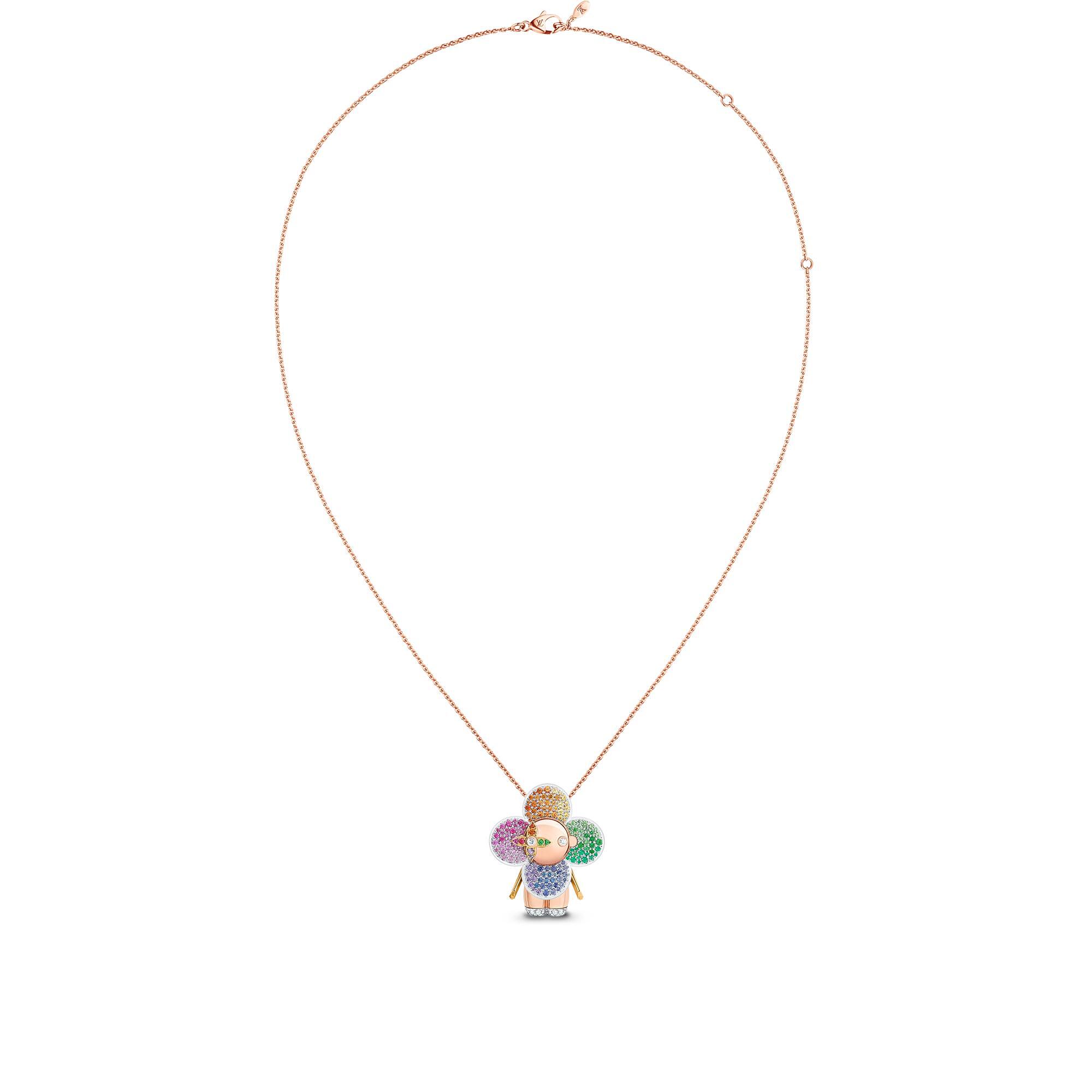 VIVIENNE RAINBOW 18K Gold Diamond Gemstone Necklace - 4