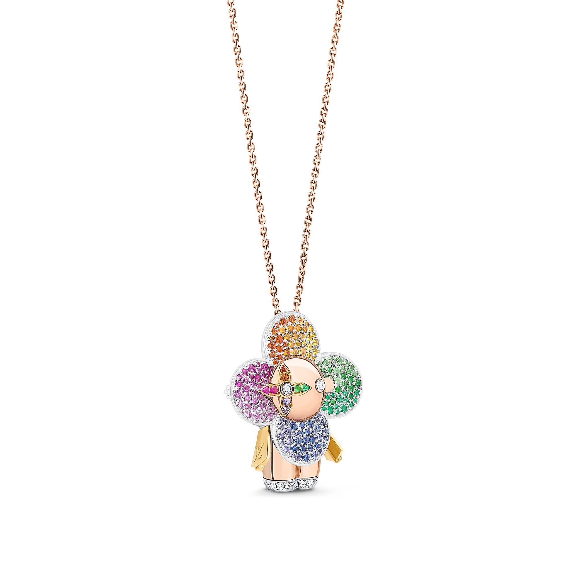 VIVIENNE RAINBOW 18K Gold Diamond Gemstone Necklace - 3