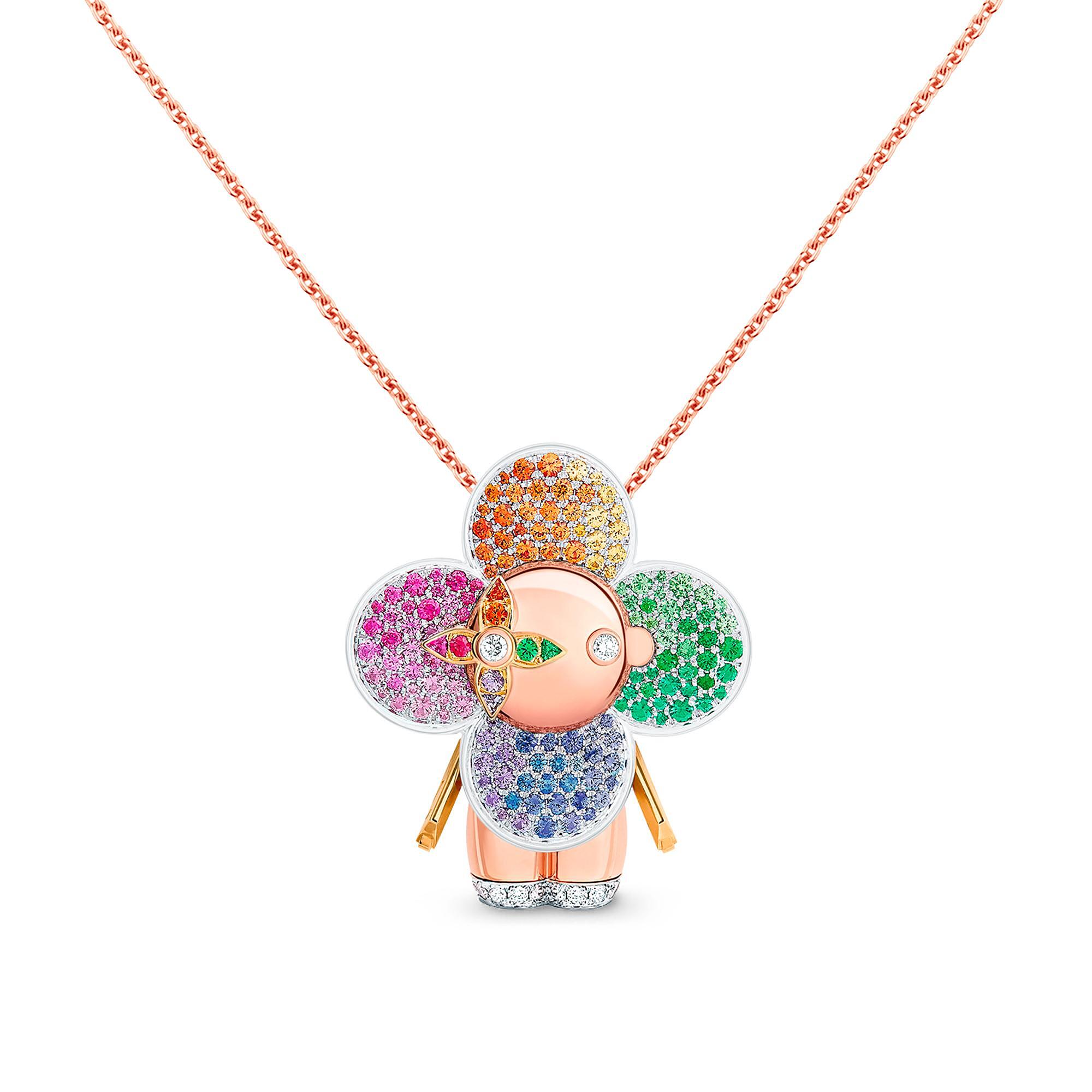 VIVIENNE RAINBOW 18K Gold Diamond Gemstone Necklace - 1